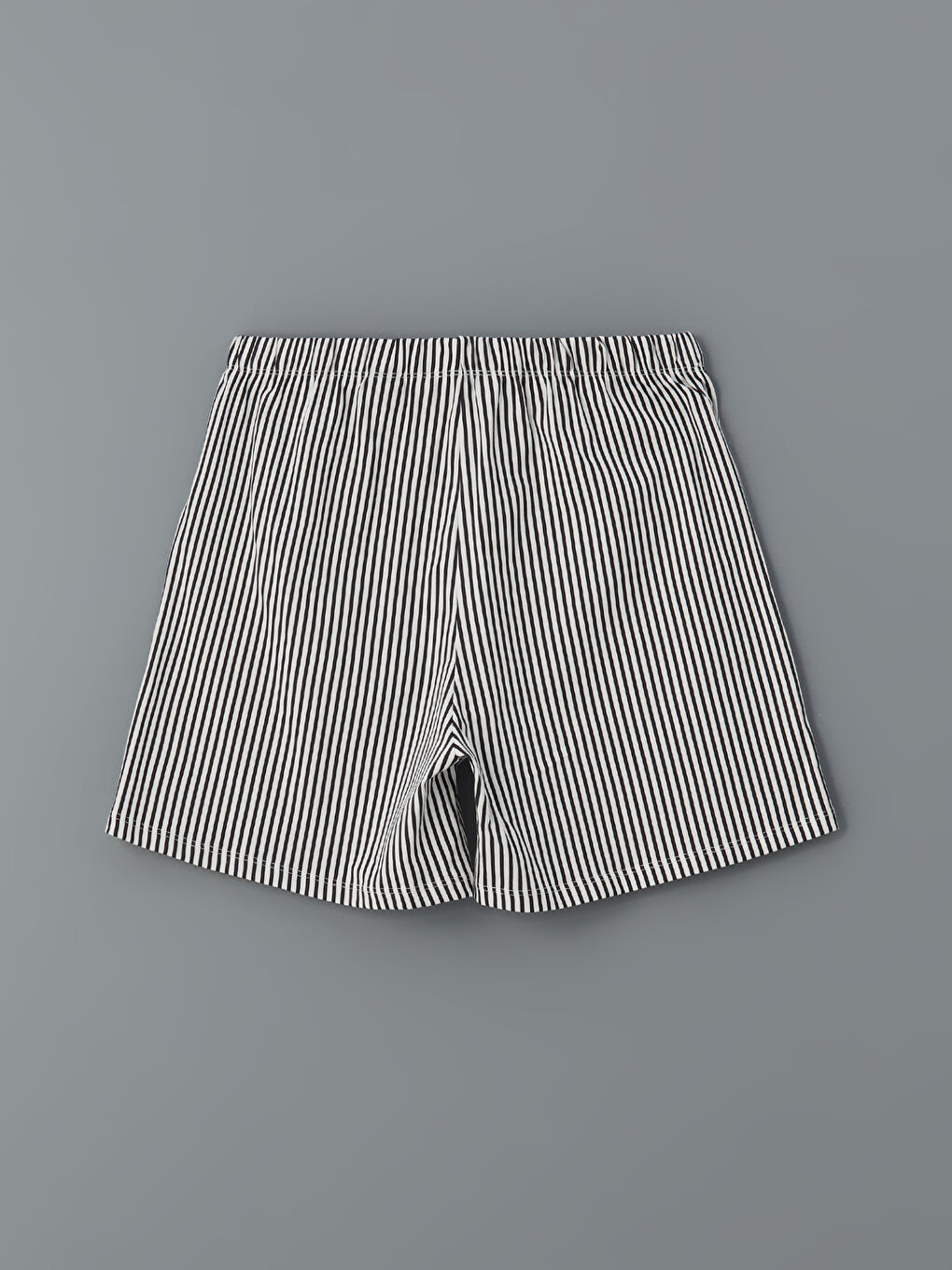 Ekru Beli Lastikli Çizgili Kadın Şort Pijama Altı-1