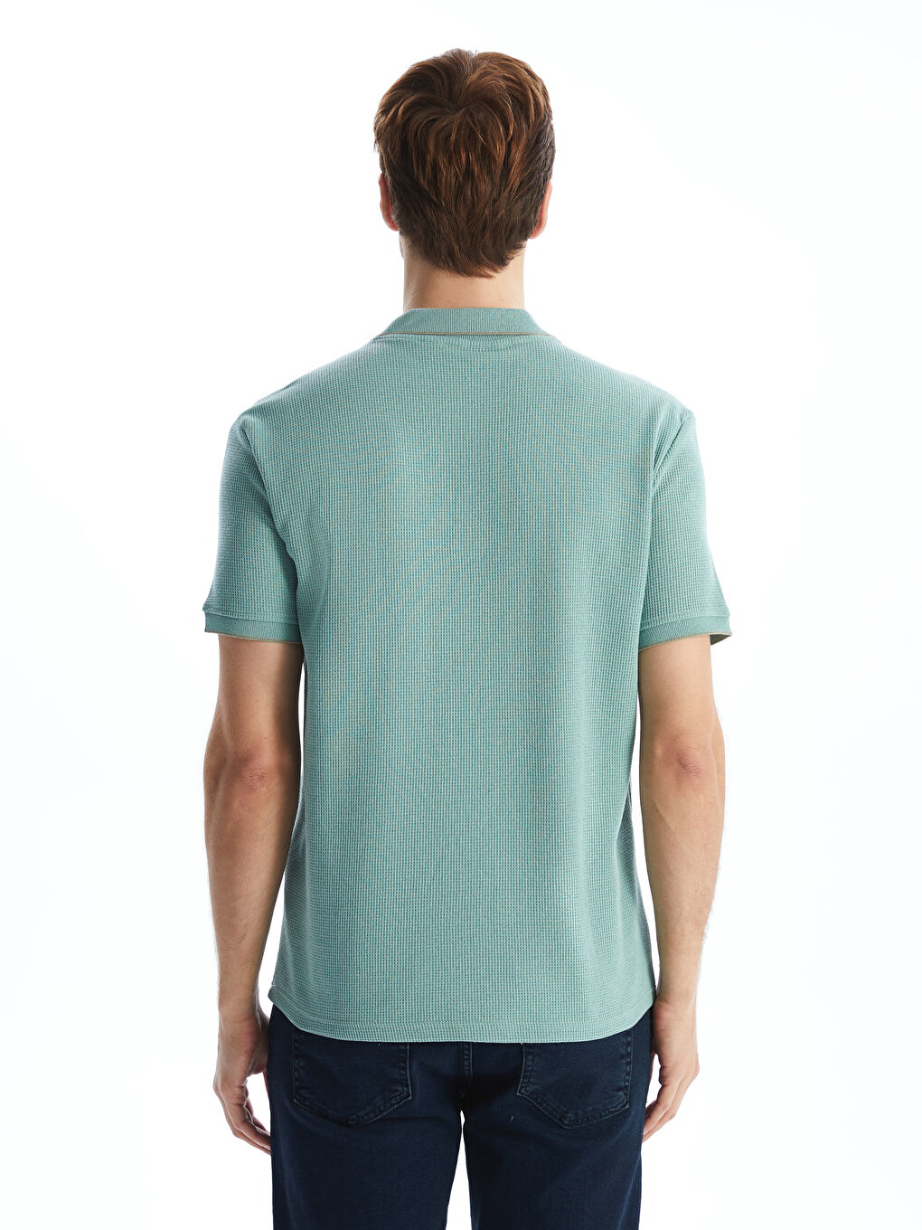 Yeşil Polo Yaka Kısa Kollu Pike Erkek Tişört-3