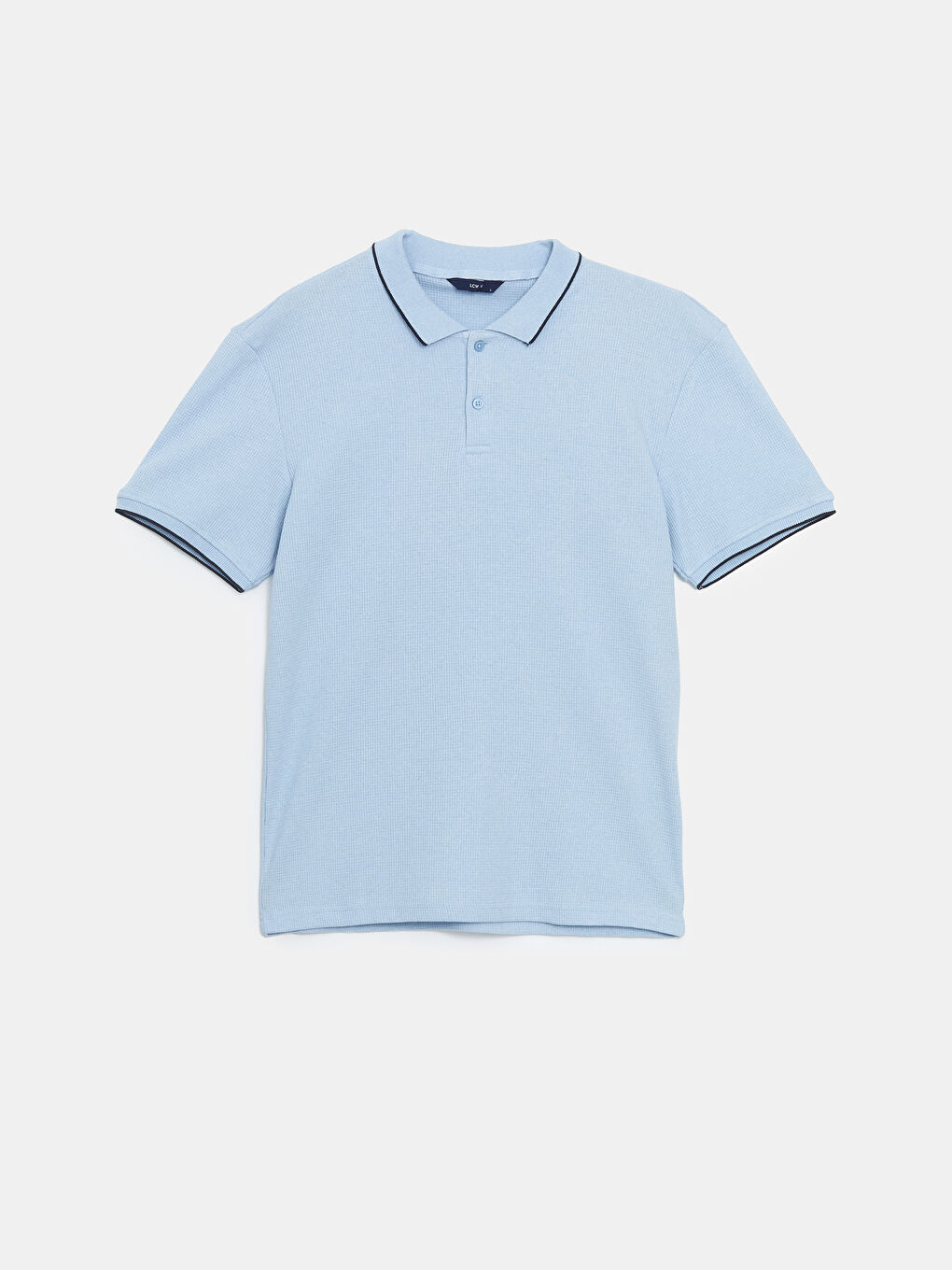 Mavi Polo Yaka Kısa Kollu Pike Erkek Tişört-4