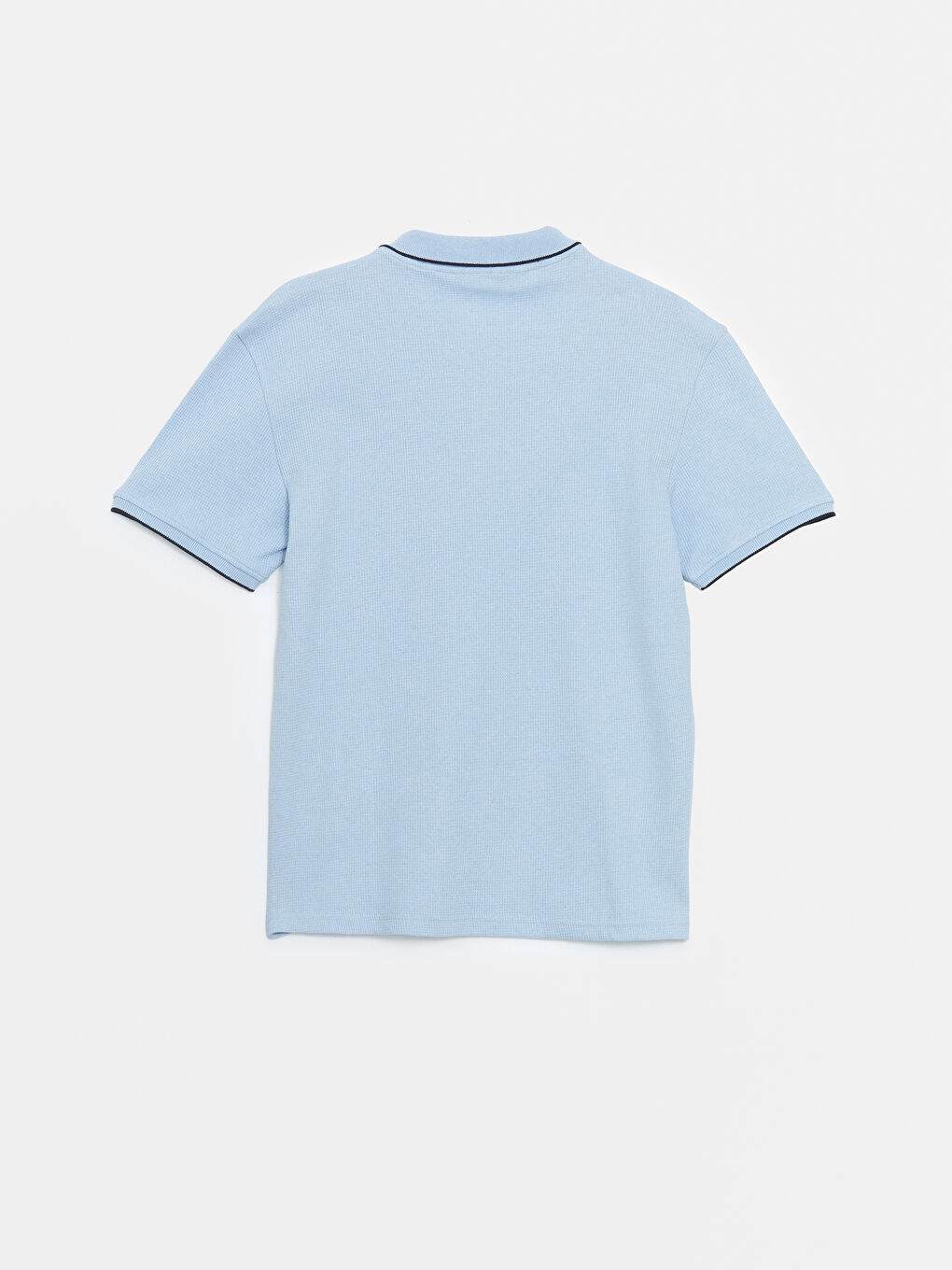 Mavi Polo Yaka Kısa Kollu Pike Erkek Tişört-5