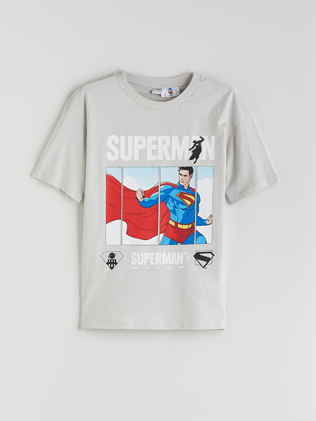 Gri Superman Baskılı Erkek Çocuk Tişört