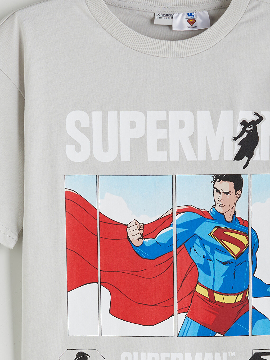 Gri Superman Baskılı Erkek Çocuk Tişört-2