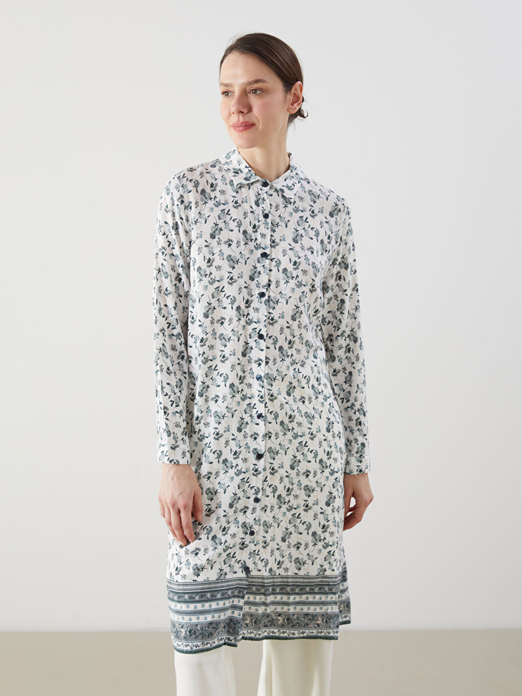 Patterned Women's Shirt Tunic -S5IP24Z8-LRL