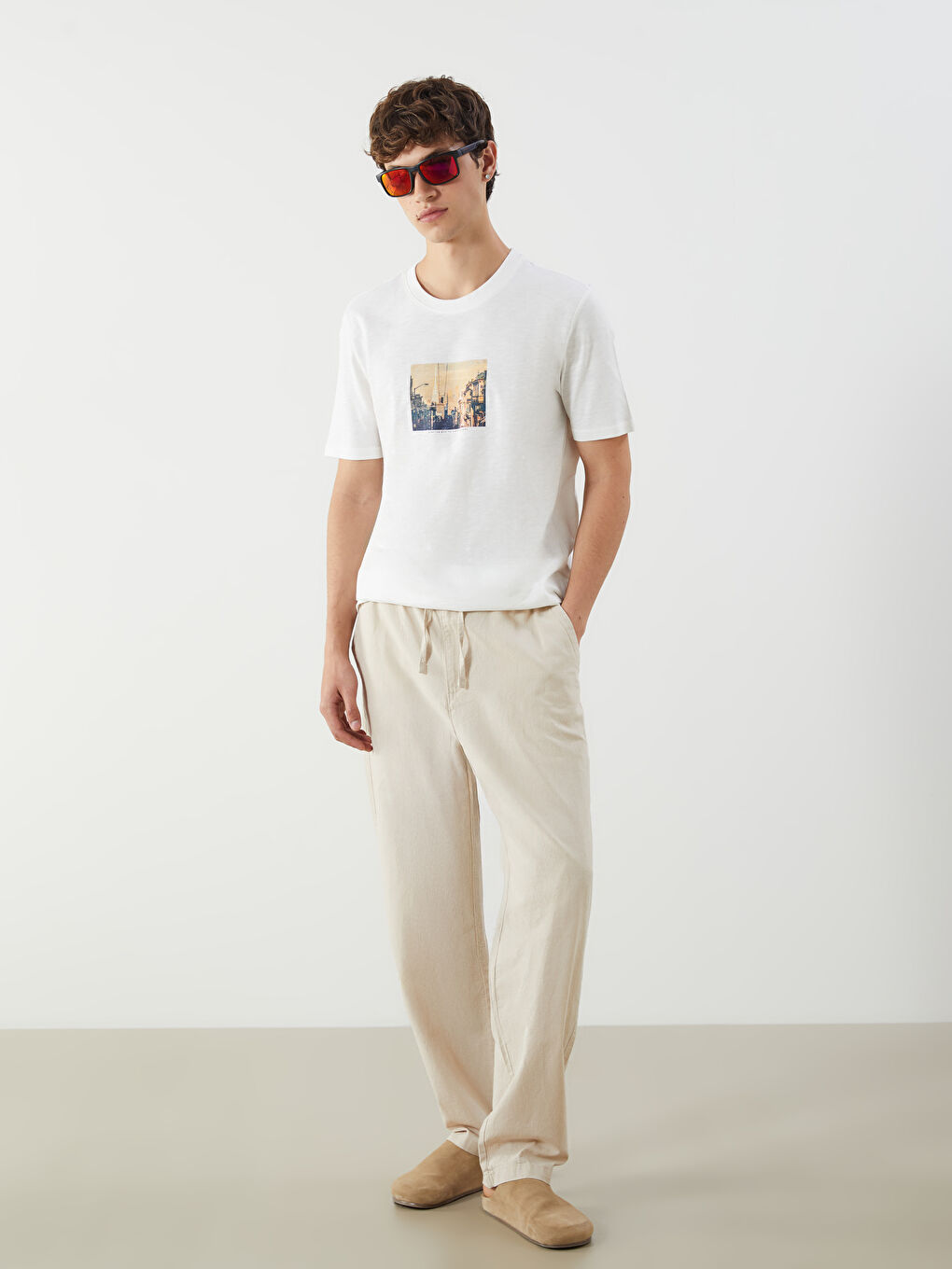 Relaxed Fit Linen Blend Men's Trousers -S5IP26Z8-VZH