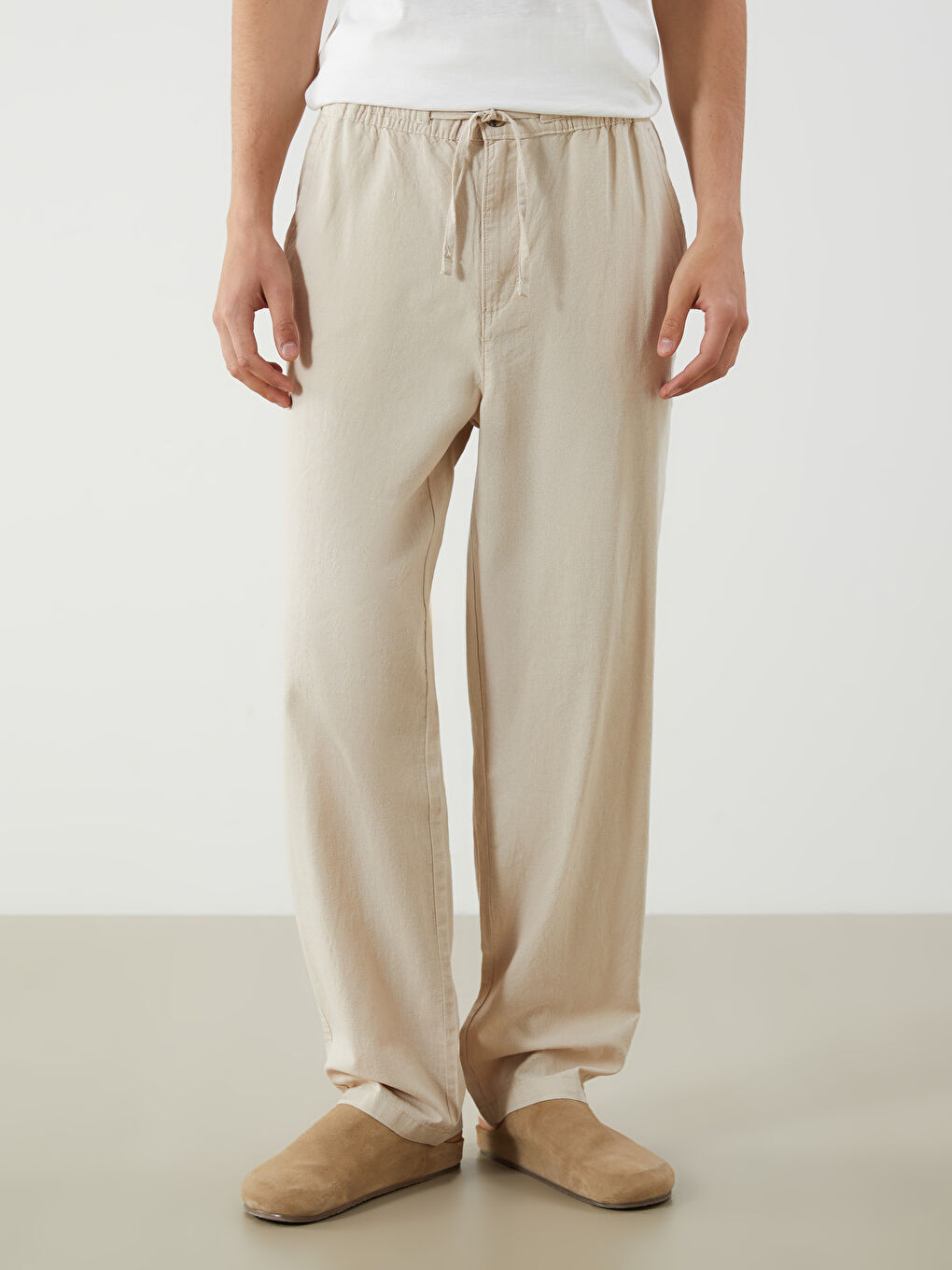 Relaxed Fit Linen Blend Men's Trousers -S5IP26Z8-VZH