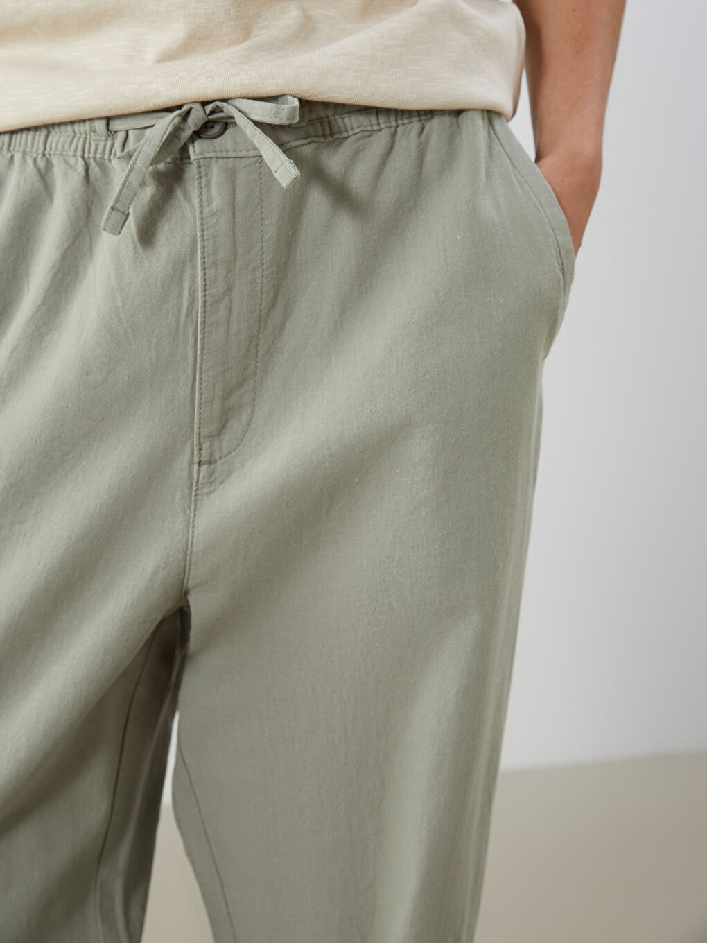 Relaxed Fit Linen Blend Men's Trousers -S5IP26Z8-Z6C
