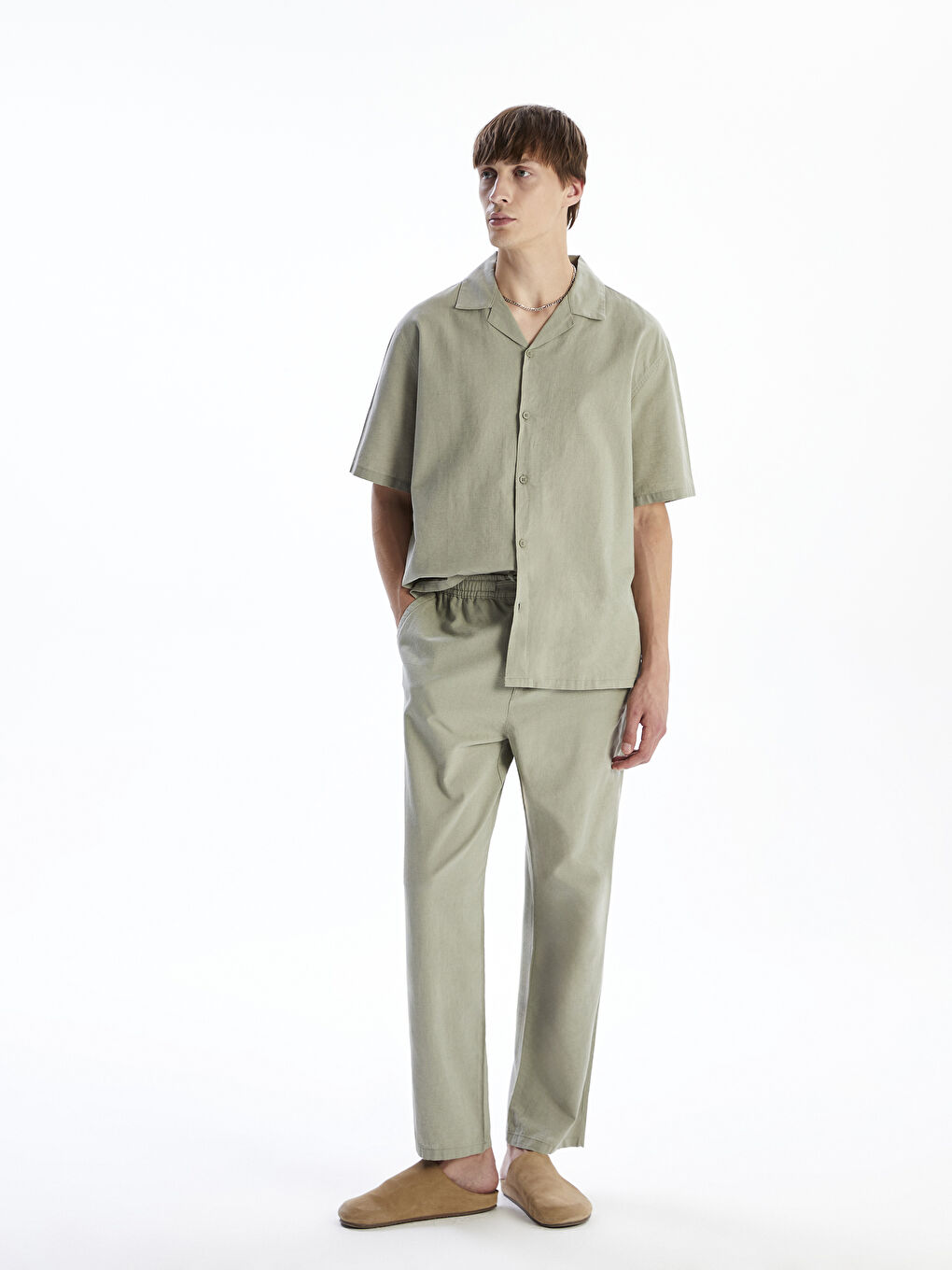 XSIDE Relaxed Fit Linen Blend Men's Trousers -S5IP26Z8-Z6C