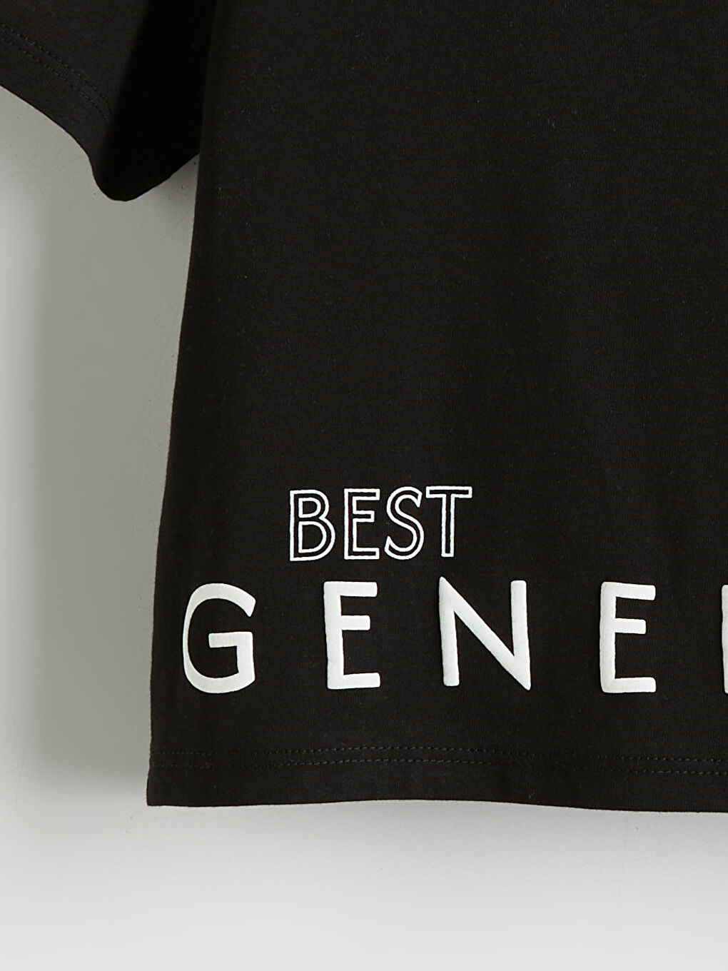 Siyah Bisiklet Yaka Baskılı Kız Çocuk Tişört-2