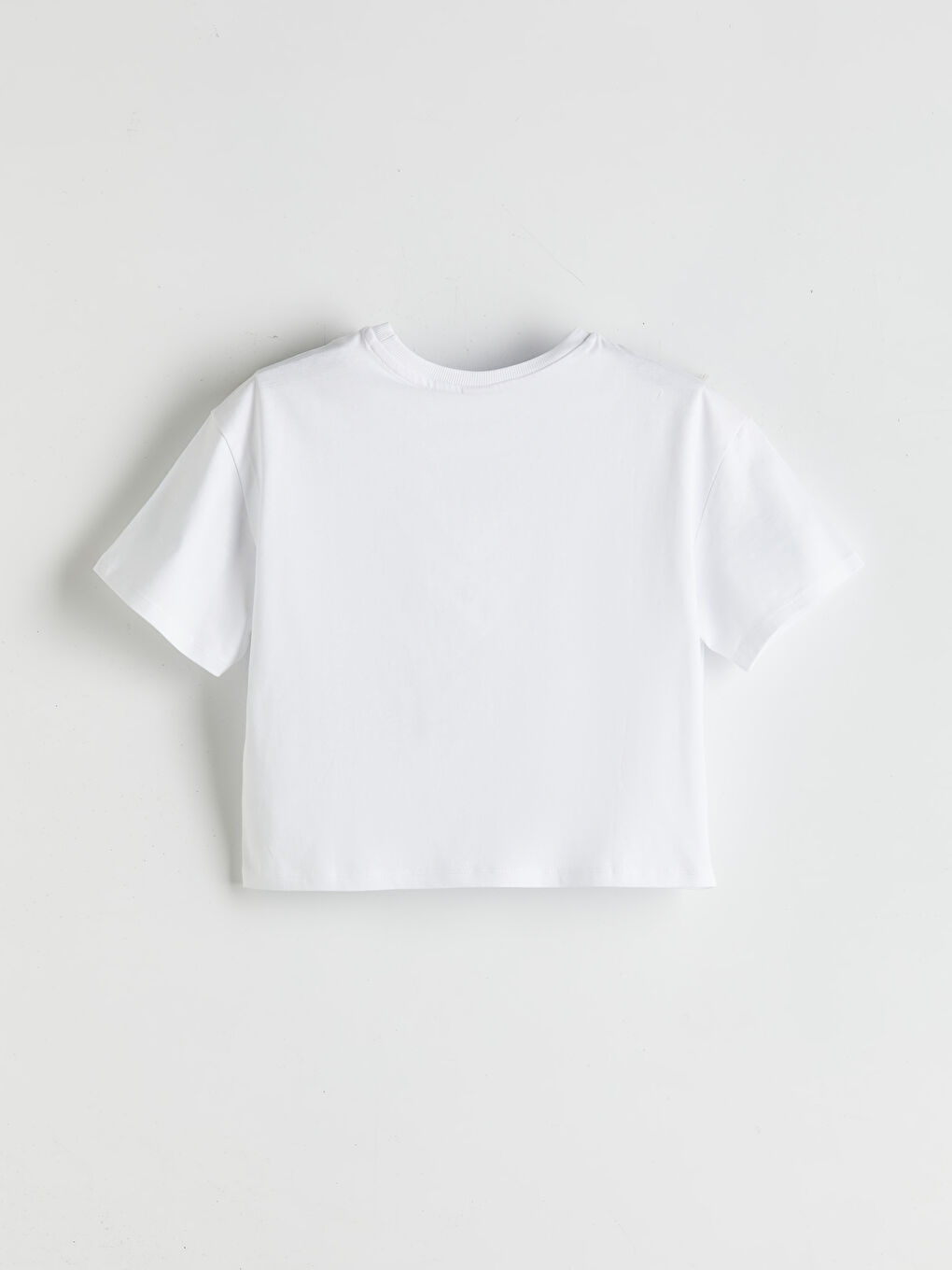 Beyaz Bisiklet Yaka Slogan Baskılı Kız Çocuk Tişört-1