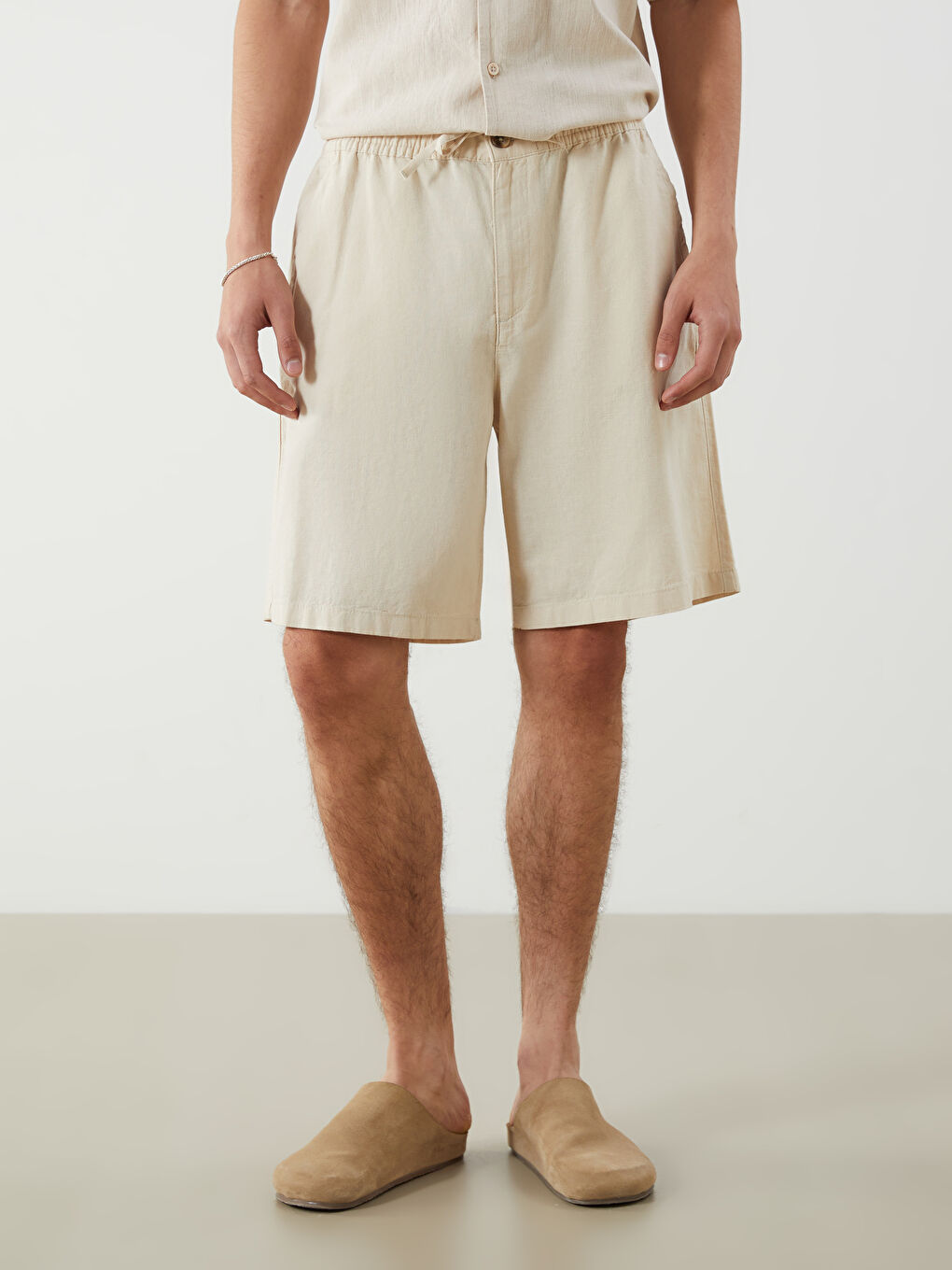 Relaxed Fit Linen Blend Men's Shorts -S5IP44Z8-VZH