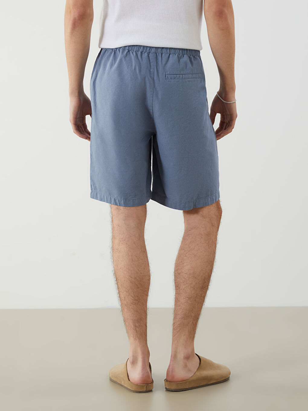 Relaxed Fit Linen Blend Men's Shorts -S5IP44Z8-Z3E