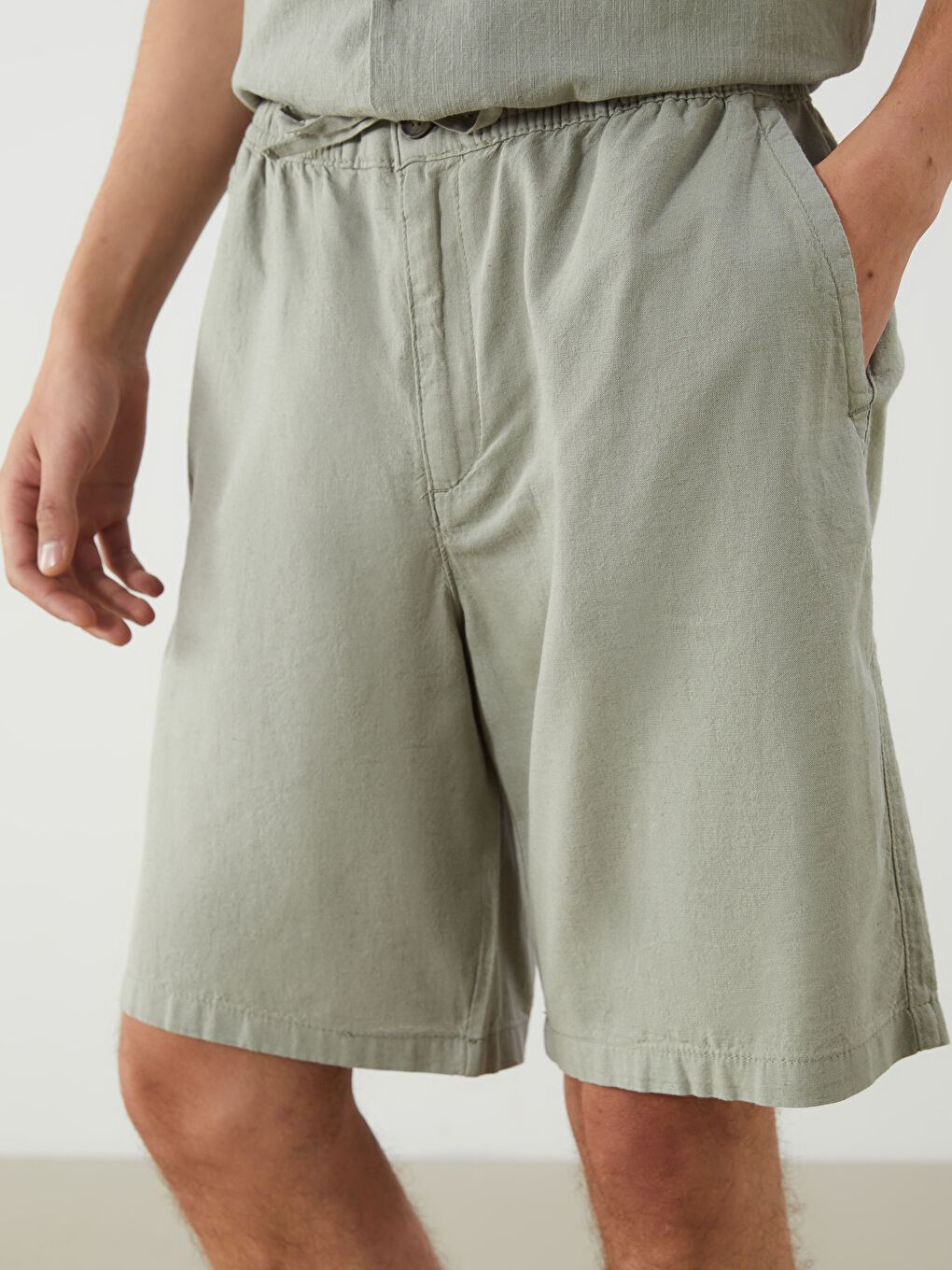 Relaxed Fit Linen Blend Men's Shorts -S5IP44Z8-Z6C