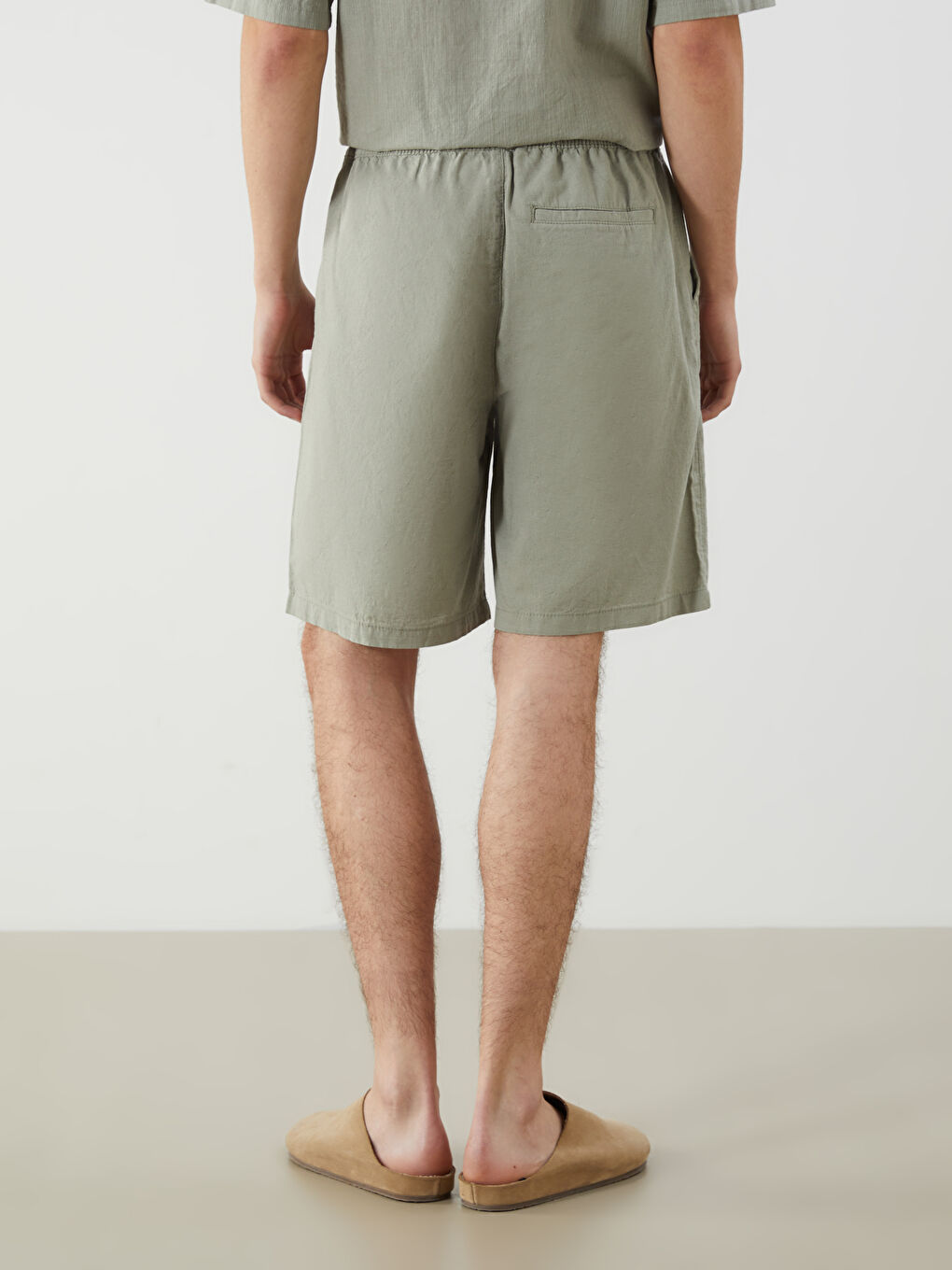 Relaxed Fit Linen Blend Men's Shorts -S5IP44Z8-Z6C