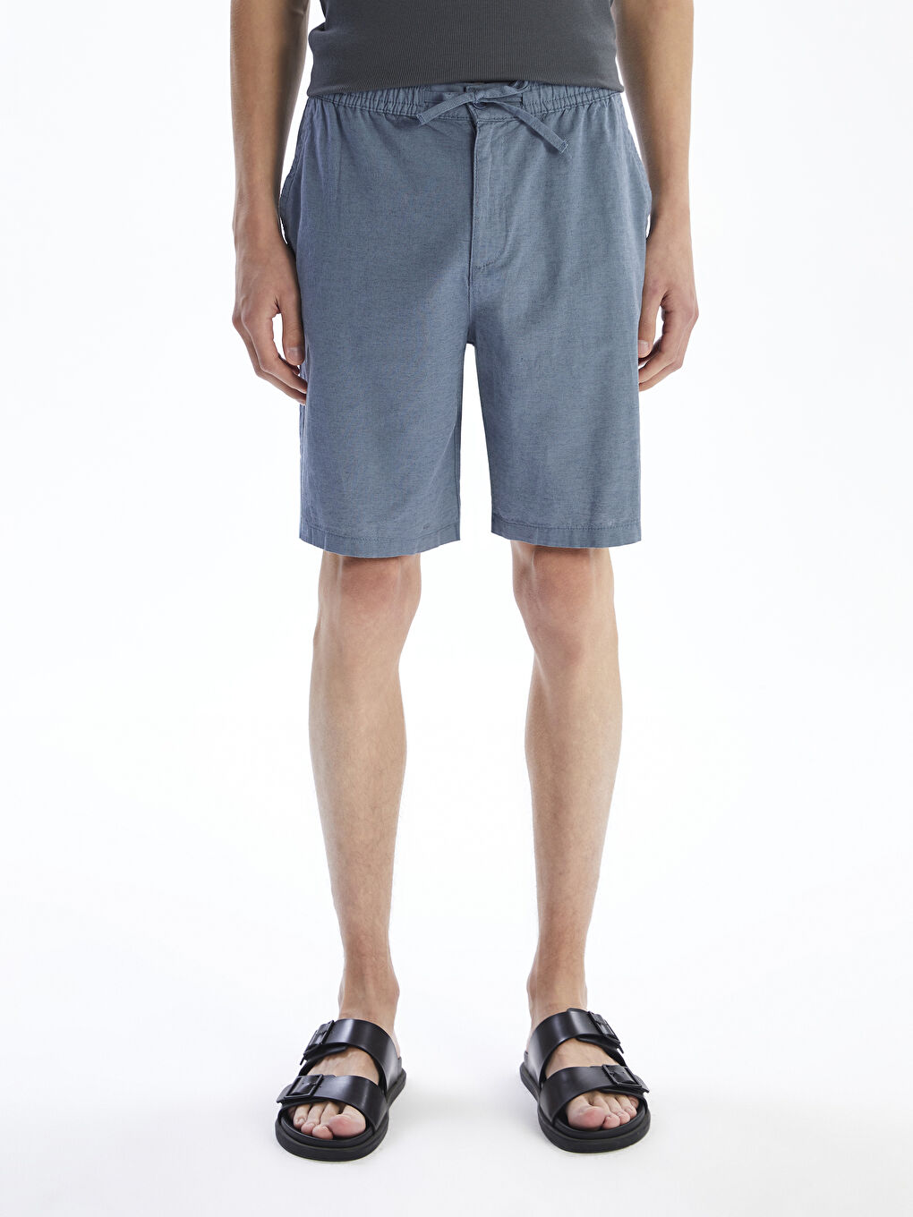 Relaxed Fit Linen Blend Men's Shorts -S5IP44Z8-Z3E