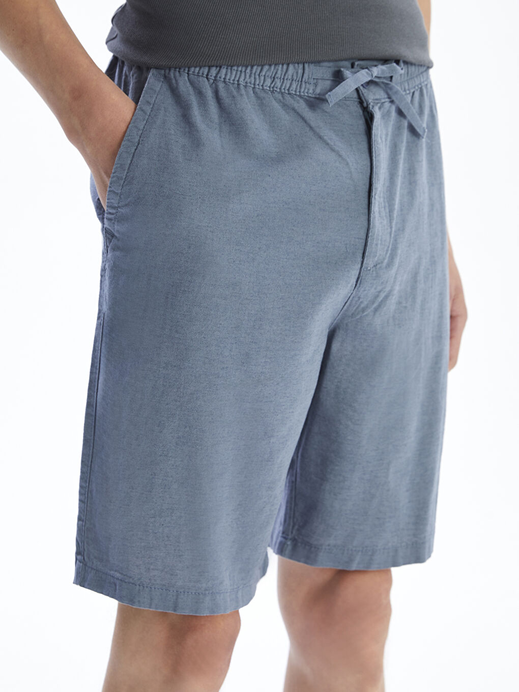 Relaxed Fit Linen Blend Men's Shorts -S5IP44Z8-Z3E