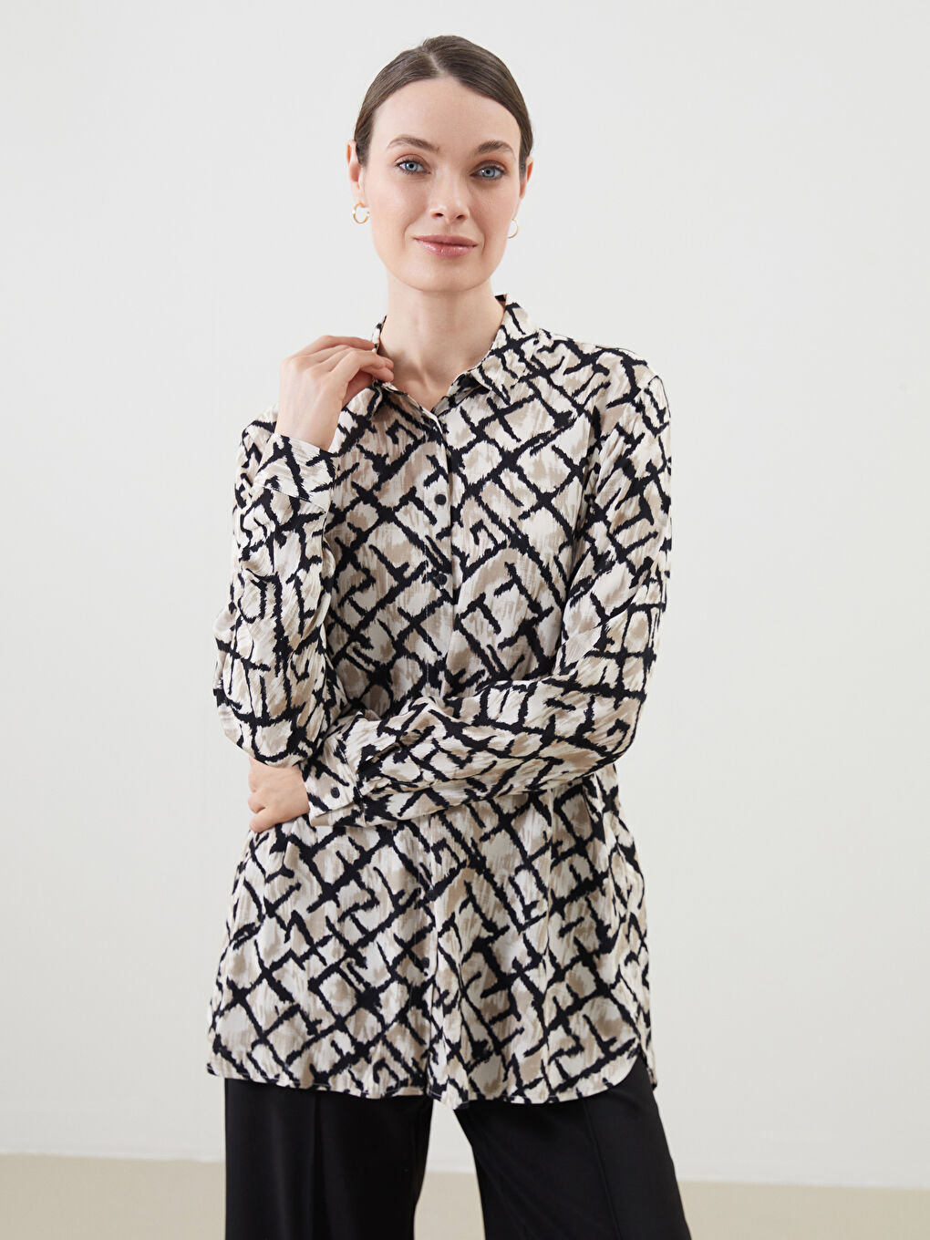 Regular Fit Patterned Women'S Shirt -S5IP46Z8-LQJ