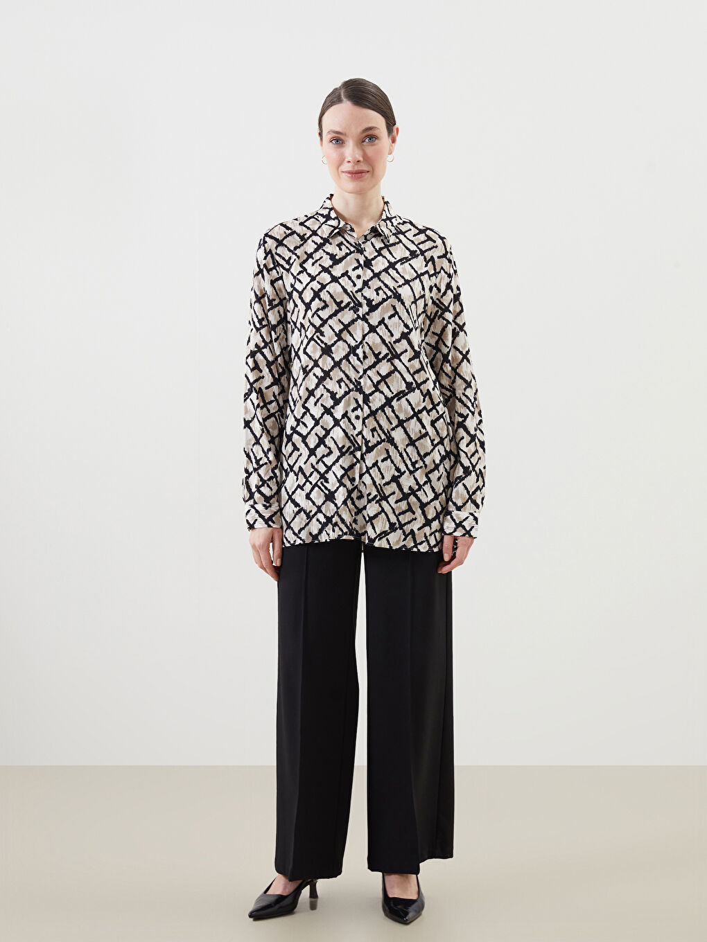 Regular Fit Patterned Women'S Shirt -S5IP46Z8-LQJ