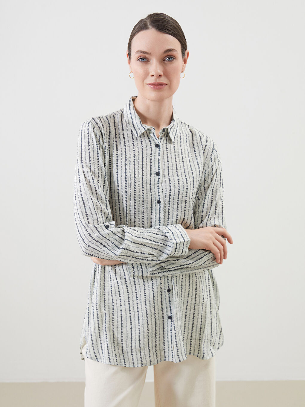 Regular Fit Patterned Women'S Shirt -S5IP46Z8-LS5