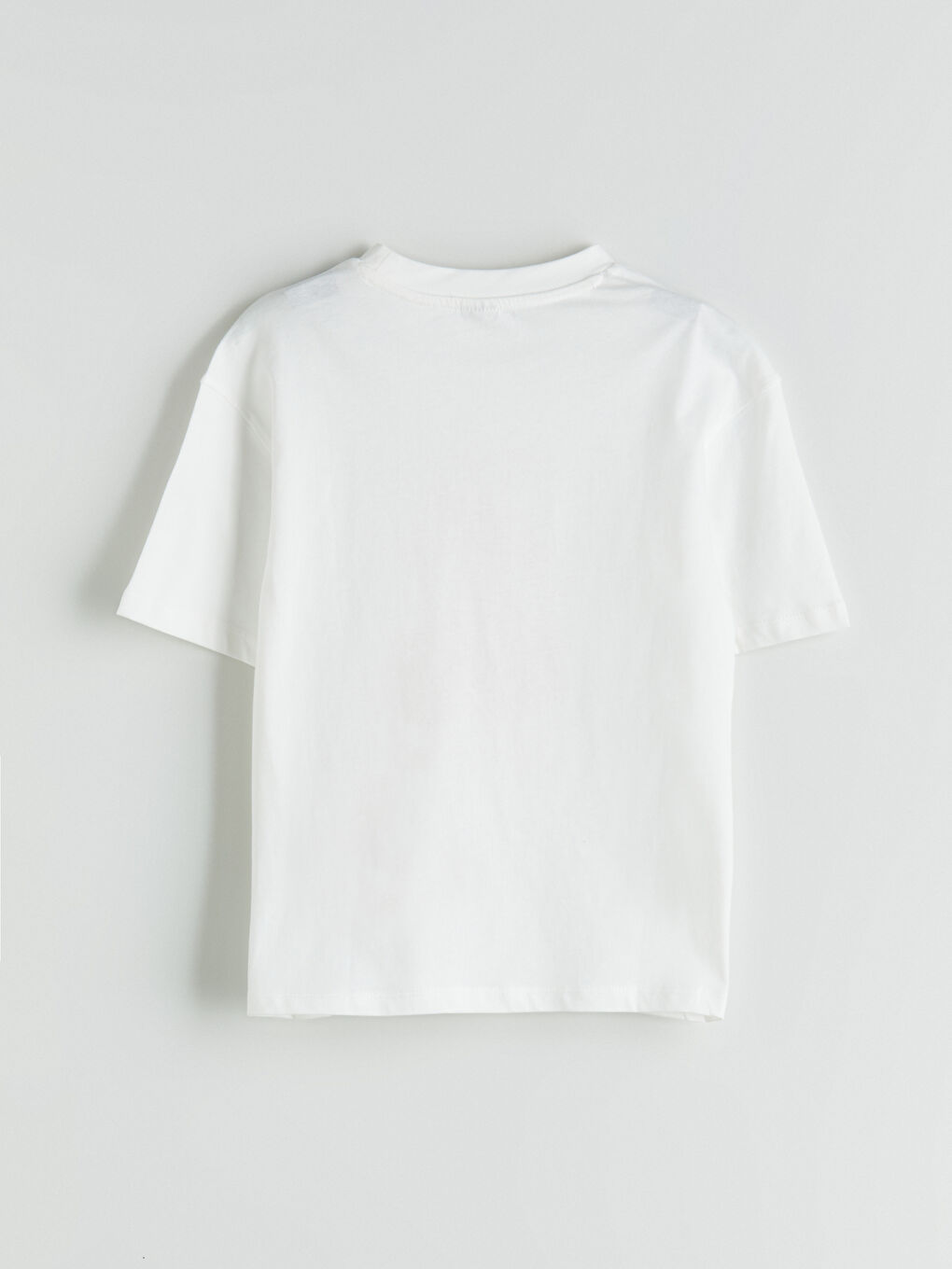 Ekru Bisiklet Yaka Baskılı Kız Çocuk Tişört-4