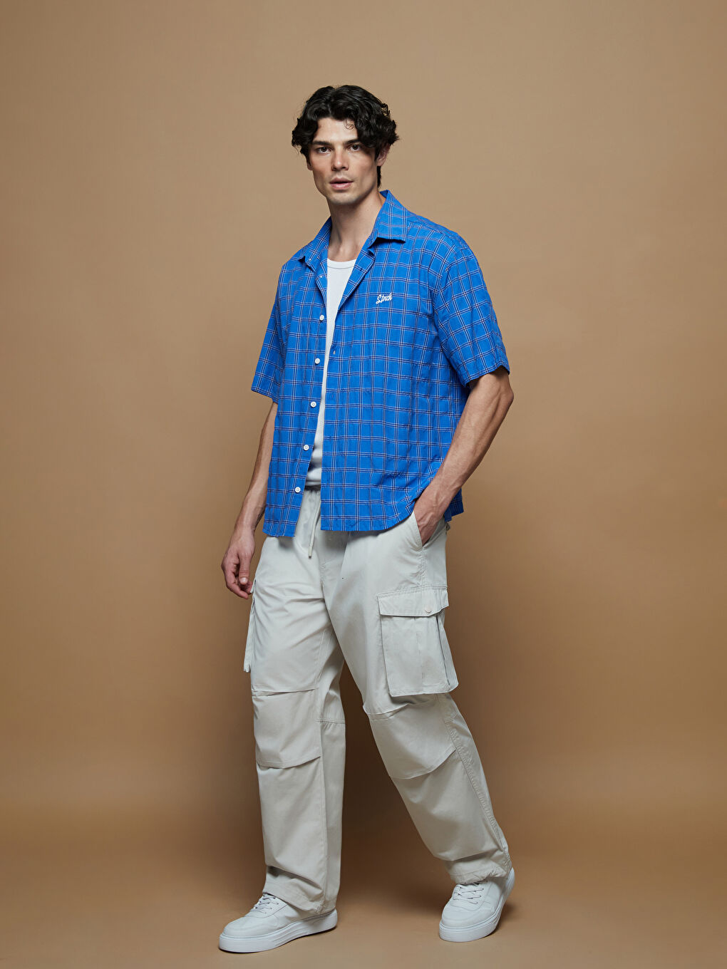 Locker Sitz Popeline Herren Cargo-Hosen