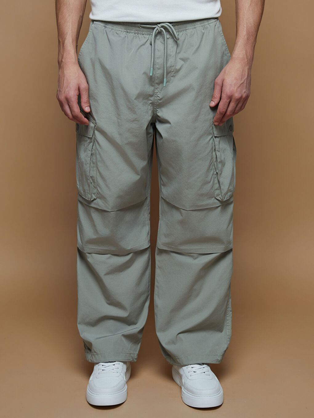 Opušteni kroj Poplin Muške Cargo Pantalone-1