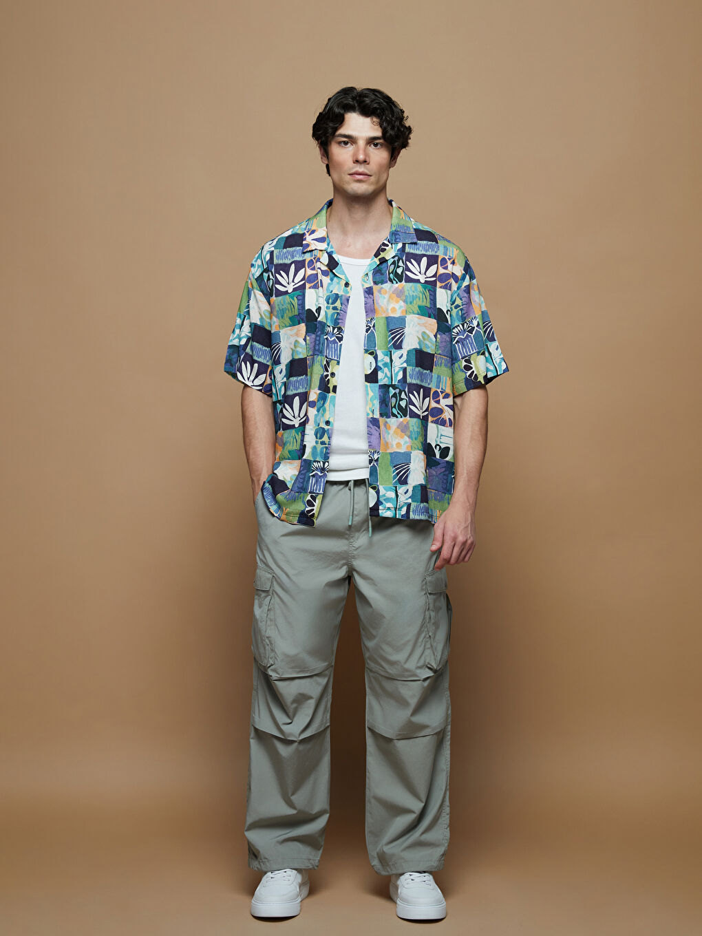 Opušteni kroj Poplin Muške Cargo Pantalone-2