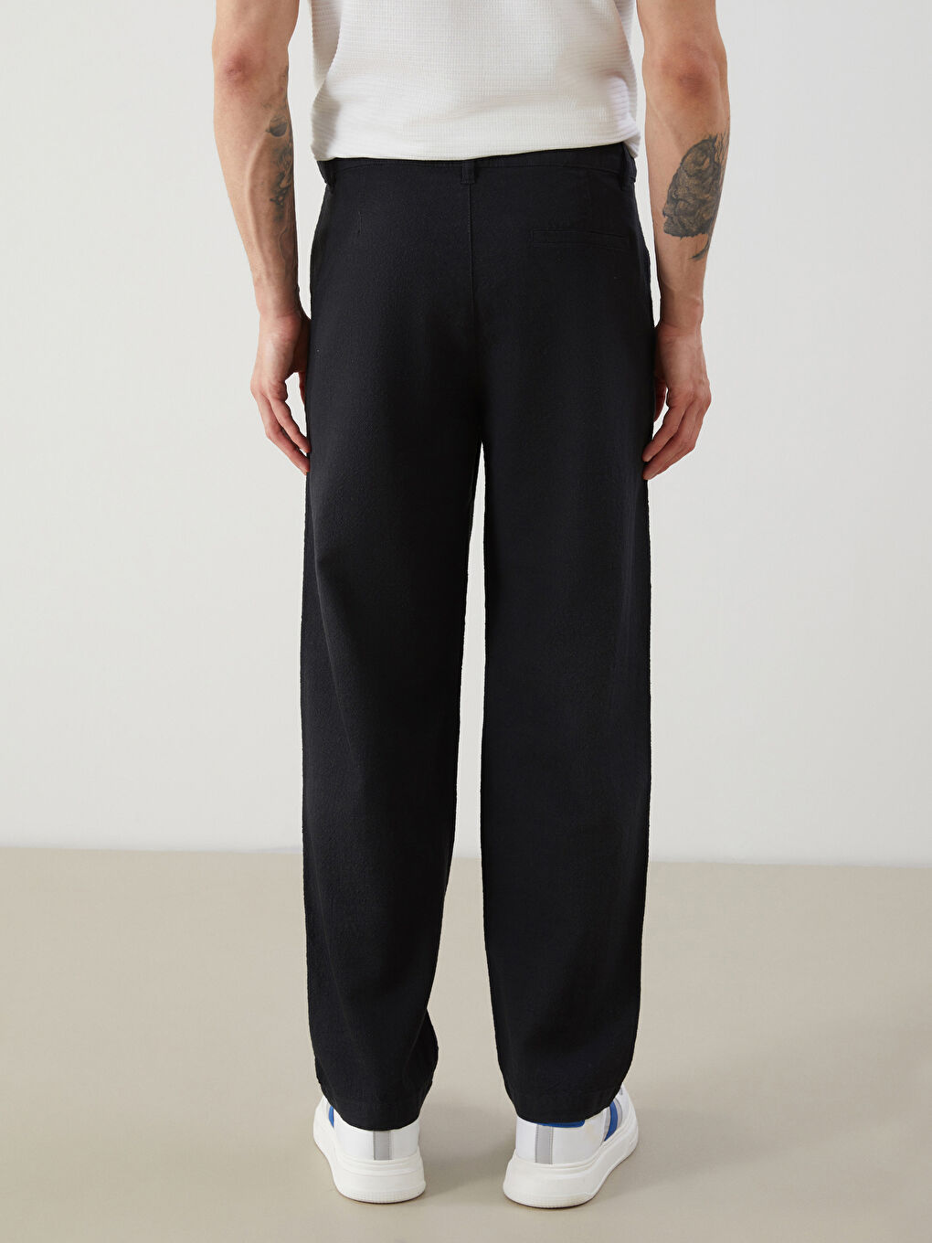 Relaxed Fit Linen Look Men's Trousers-3