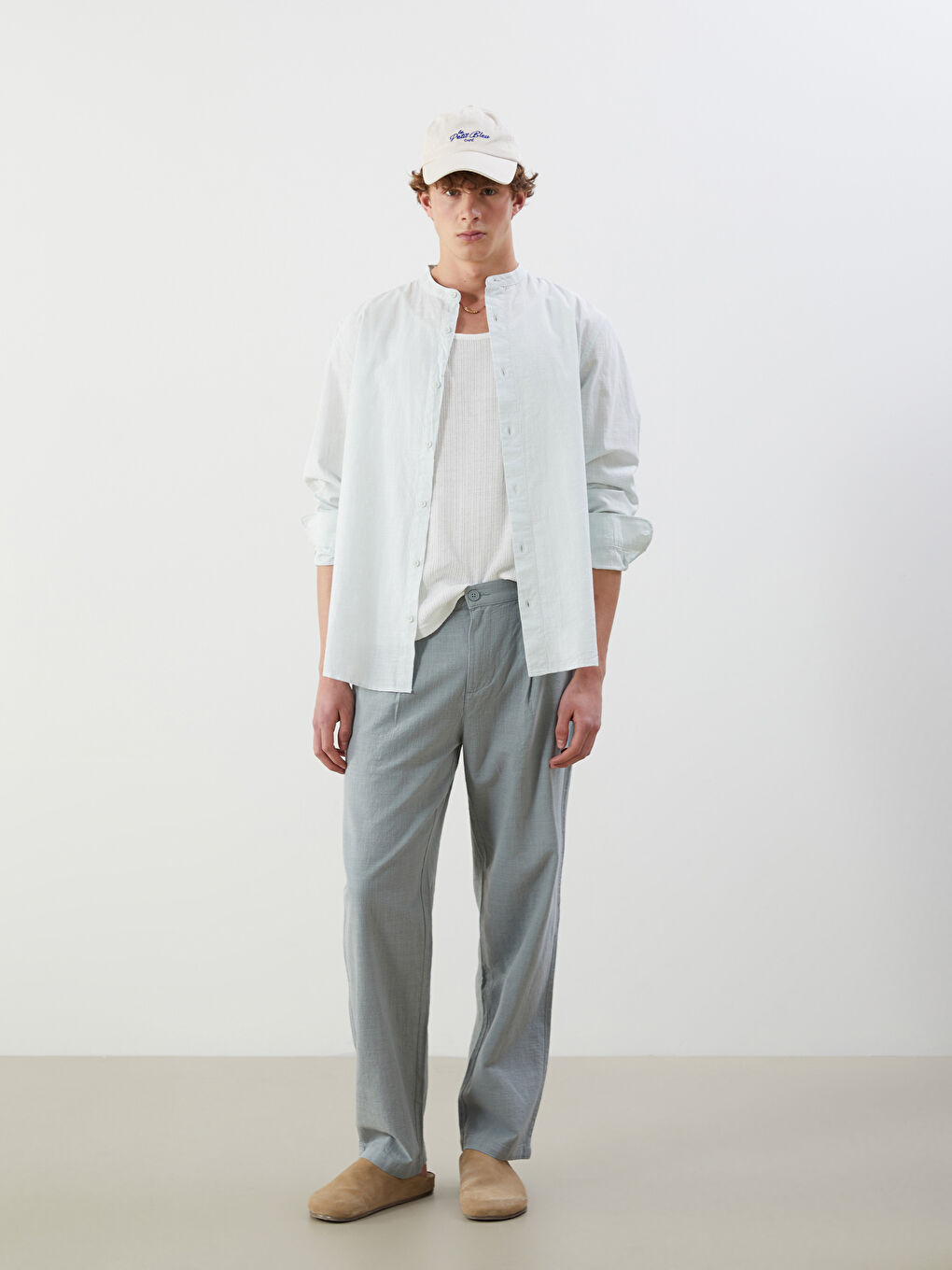 Relaxed Fit Linen Look Men's Trousers -S5IP62Z8-Z6D