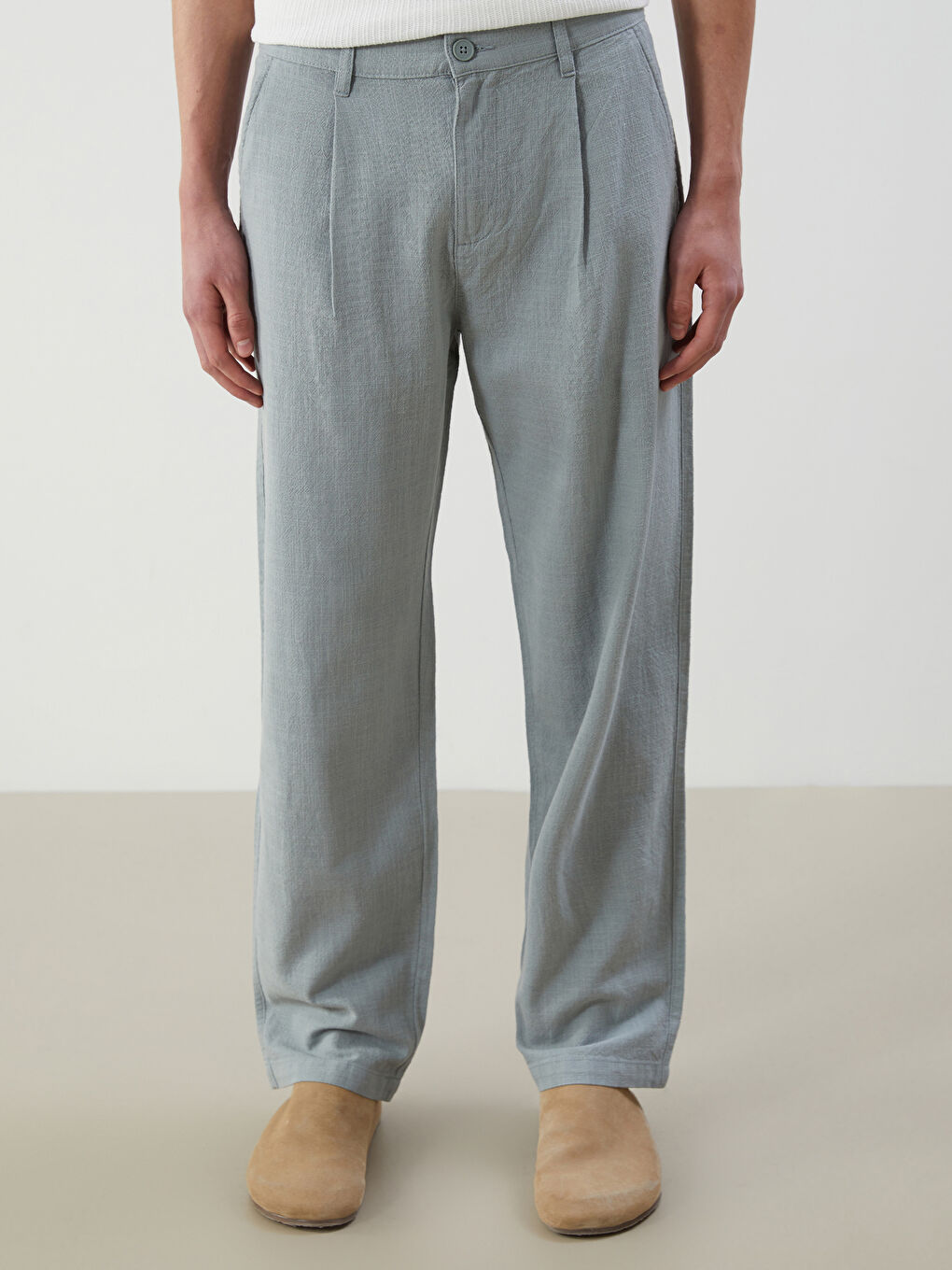 Relaxed Fit Linen Look Men's Trousers -S5IP62Z8-Z6D