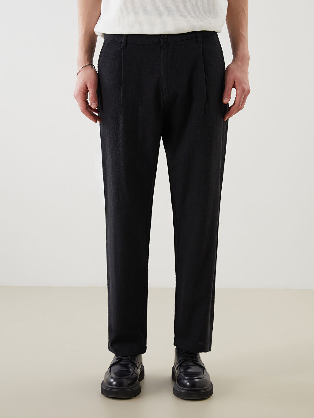 XSIDE Relaxed Fit Linen Look Men's Trousers -S5IP63Z8-RQL