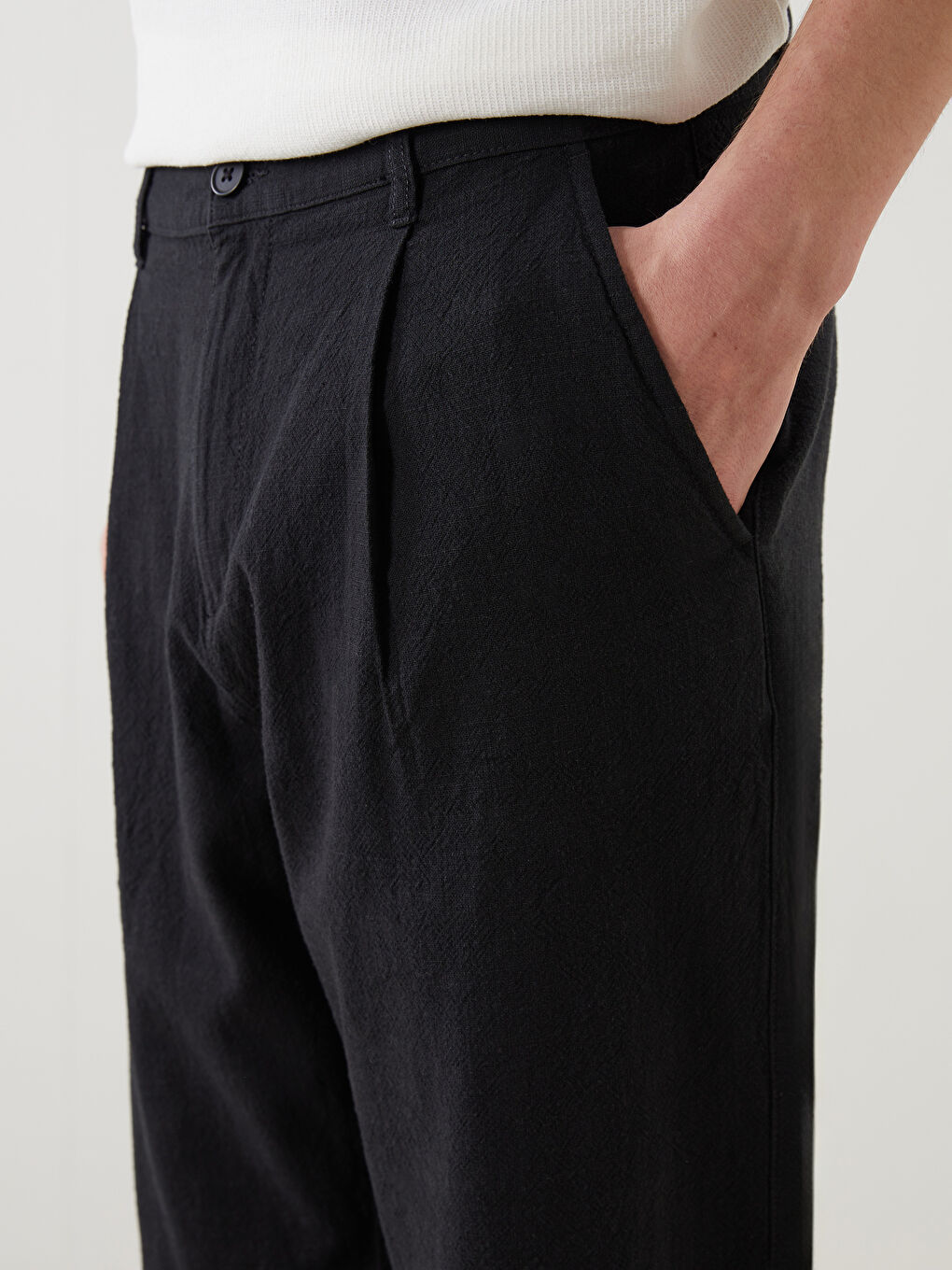 XSIDE Relaxed Fit Linen Look Men's Trousers -S5IP63Z8-RQL