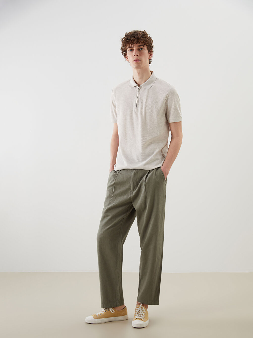 XSIDE Relaxed Fit Linen Look Men's Trousers -S5IP63Z8-S5R