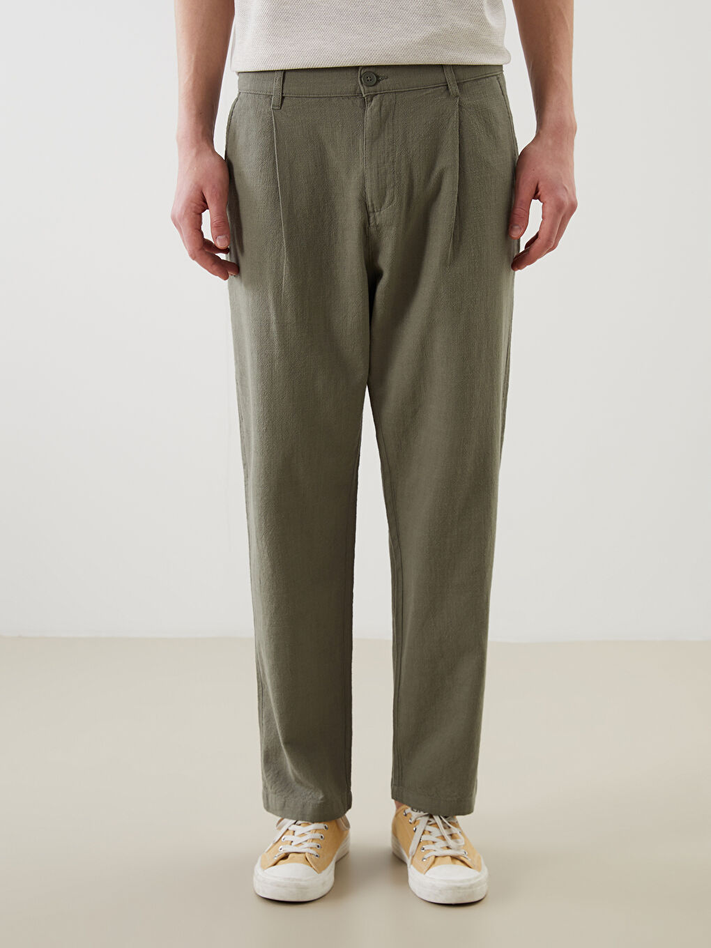 XSIDE Relaxed Fit Linen Look Men's Trousers -S5IP63Z8-S5R