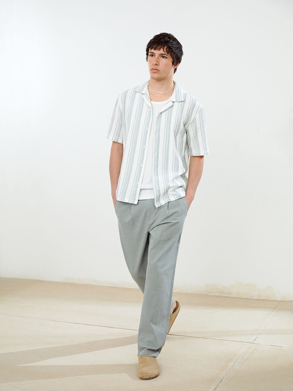 XSIDE Relaxed Fit Linen Look Men's Trousers -S5IP63Z8-Z6D