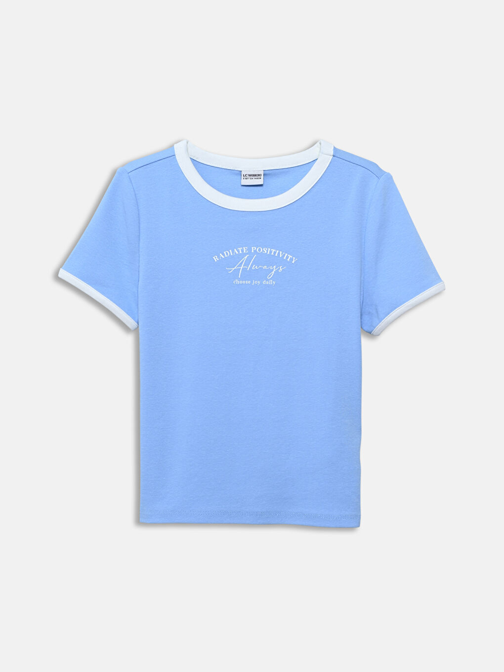 Қыздарға арналған принтті дөңгелек жағалы футболка