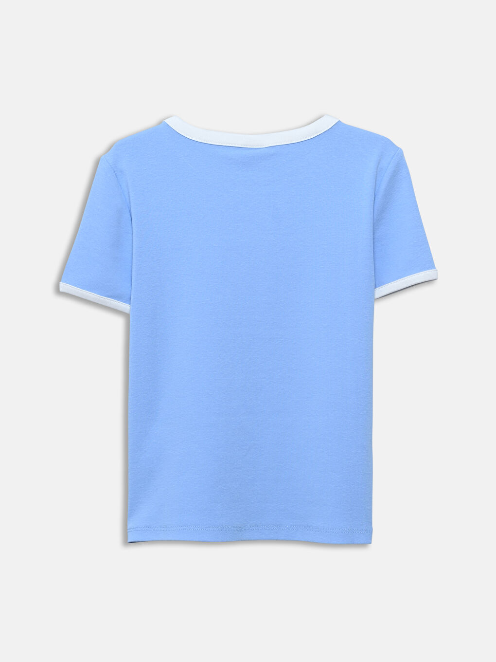 Қыздарға арналған принтті дөңгелек жағалы футболка-1