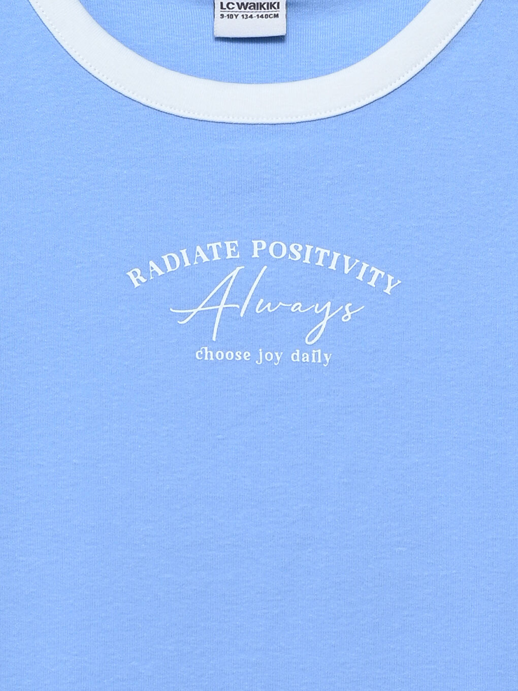 Қыздарға арналған принтті дөңгелек жағалы футболка-2