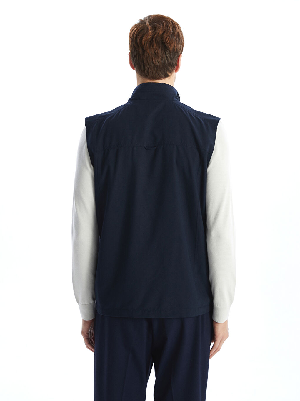 Lacivert Standart Kalıp Dik Yaka Erkek Avcı Yeleği-4