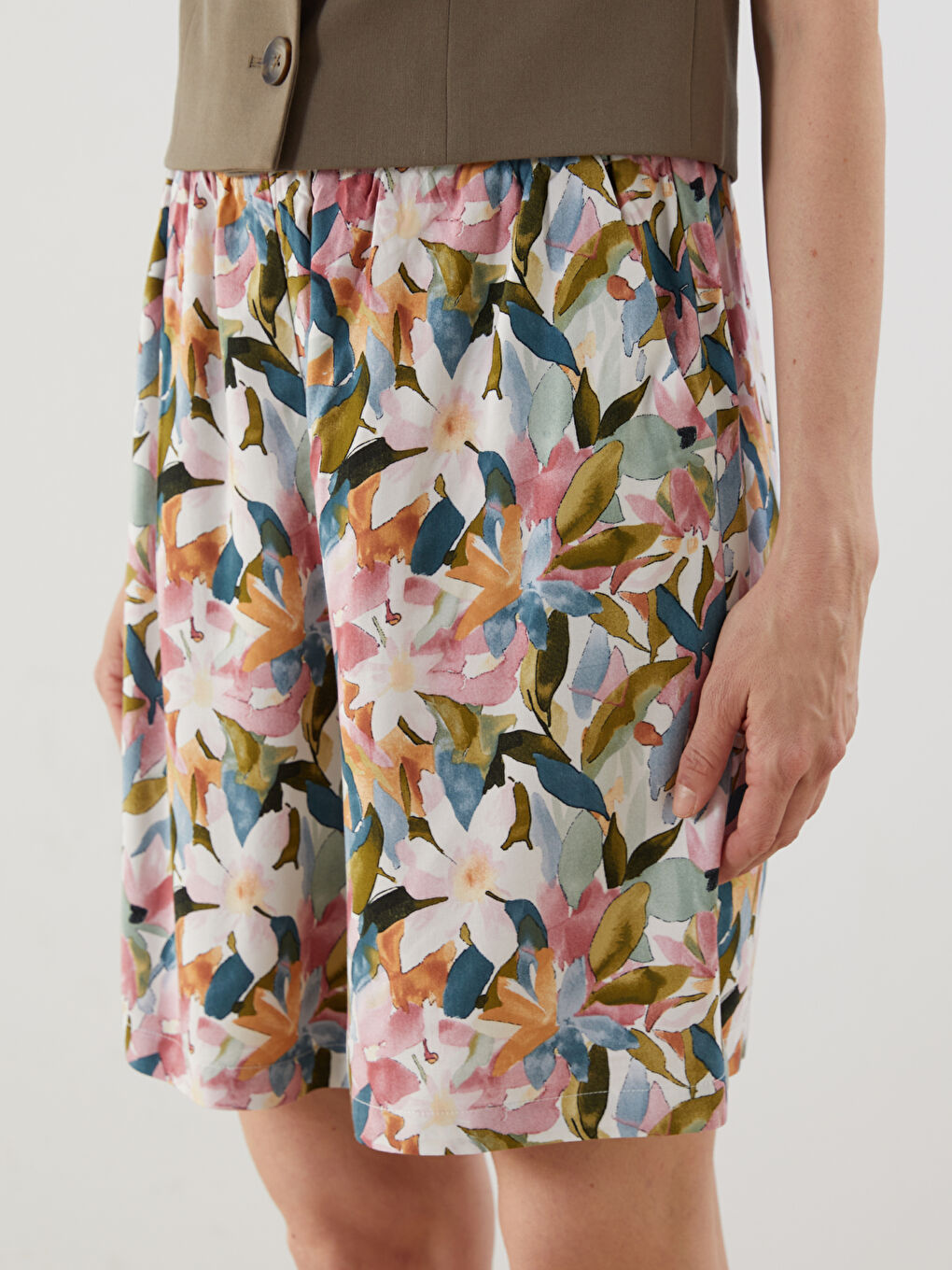 LCWAIKIKI Classic Shorts Floraux à Taille Élastiquée pour Femmes -S5IQ37Z8-LQJ
