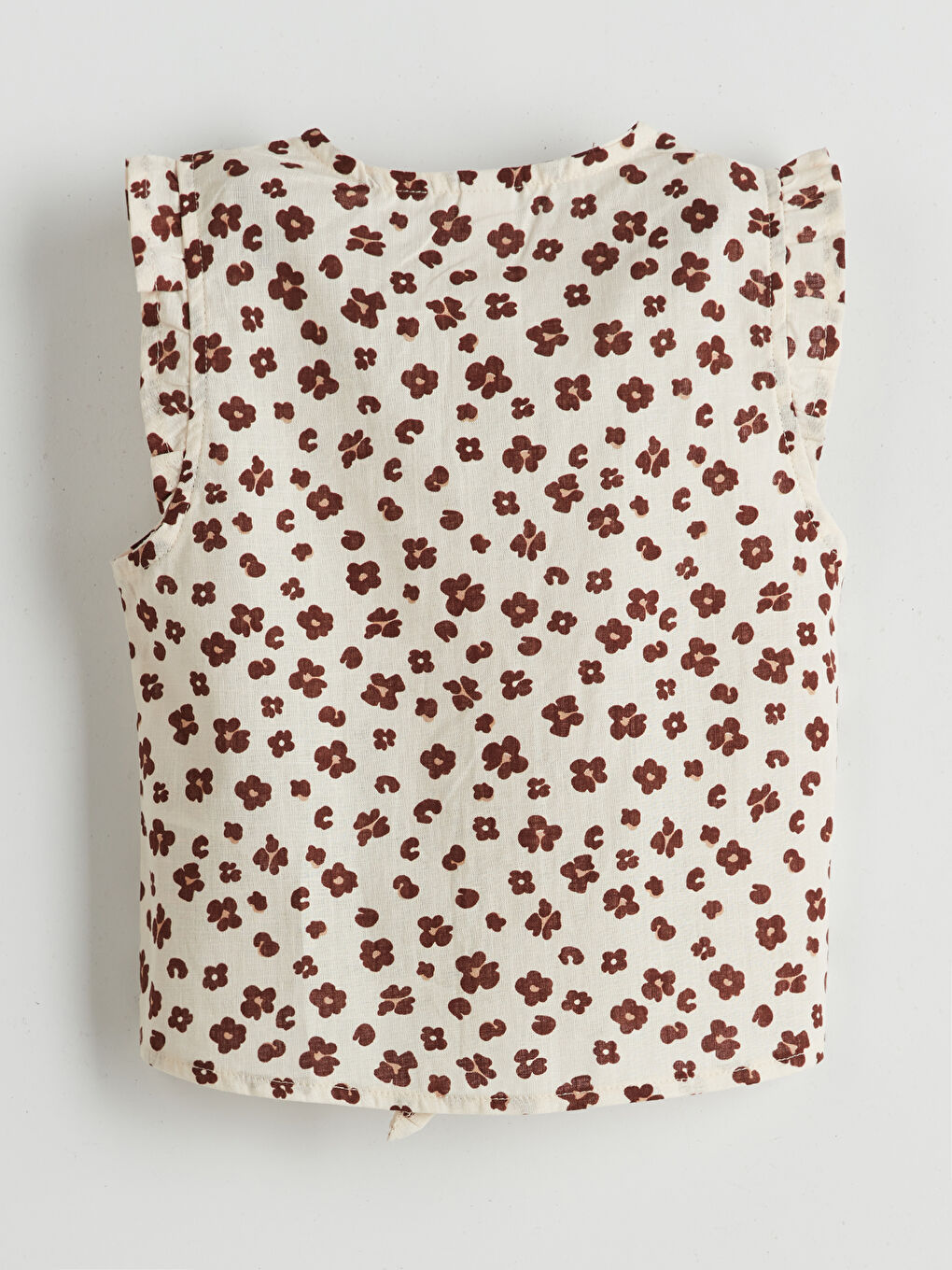 Bej Çiçekli Kız Çocuk Gömlek-2