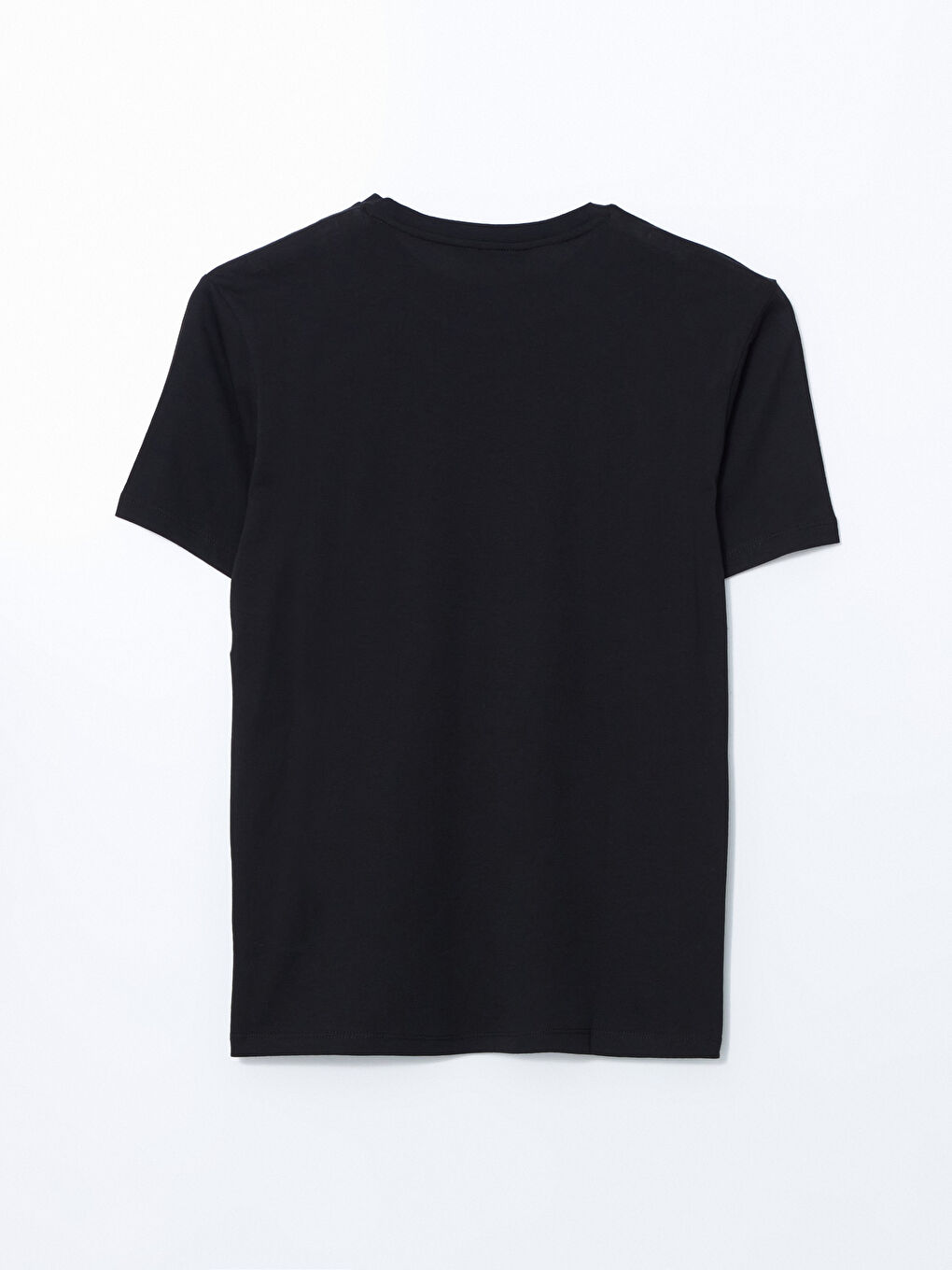 Siyah Bisiklet Yaka Kısa Kollu Baskılı Penye Erkek Tişört-5