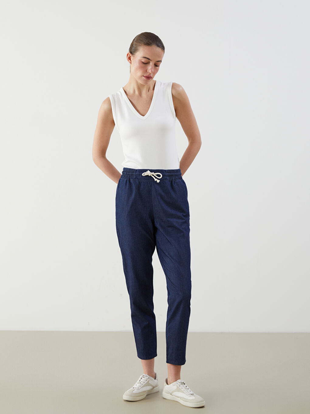 Elastic Waist Paperbag Women's Jeans -S5IQ69Z8-309