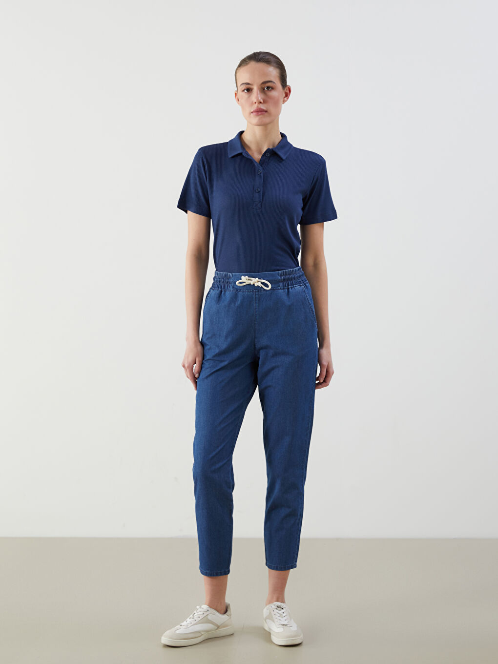 Elastic Waist Paperbag Women's Jeans -S5IQ69Z8-507
