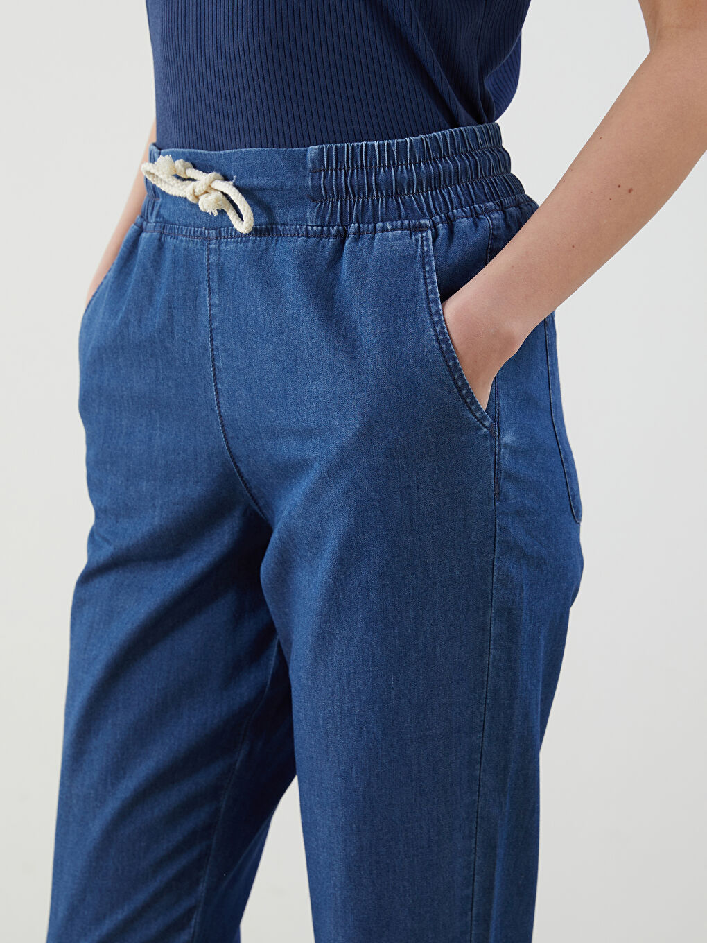 Elastic Waist Paperbag Women's Jeans -S5IQ69Z8-507