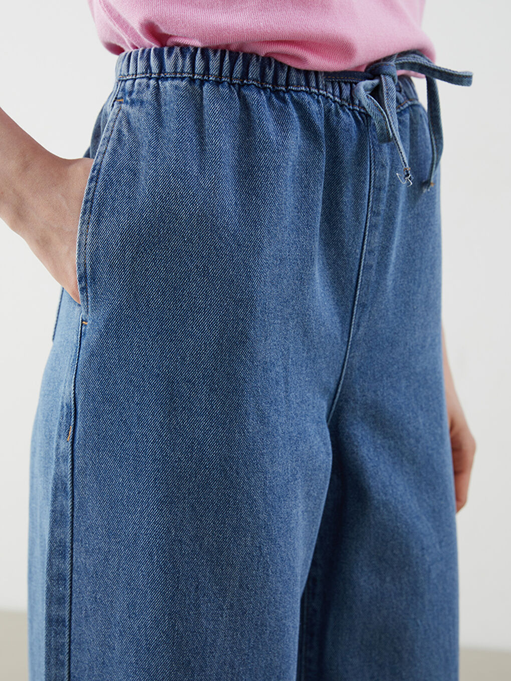 Elastic Waist Wide Leg Women's Jeans -S5IQ74Z8-507