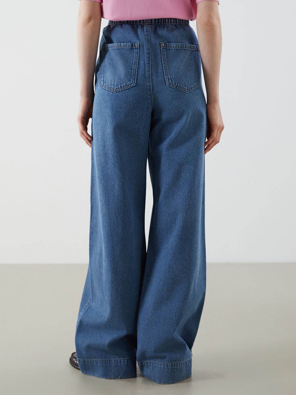 Elastic Waist Wide Leg Women's Jeans -S5IQ74Z8-507