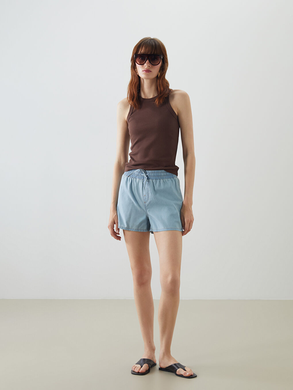 Elasticated Waist Women's Denim Shorts -S5IQ78Z8-311