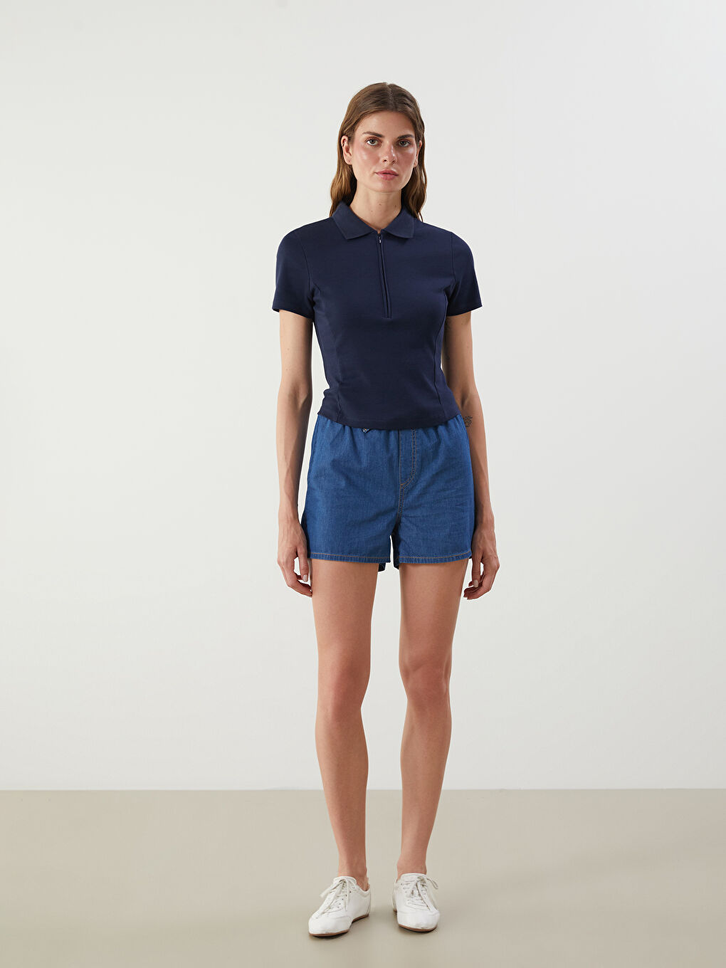 LCW Jeans Elasticated Waist Women's Denim Shorts -S5IQ78Z8-507