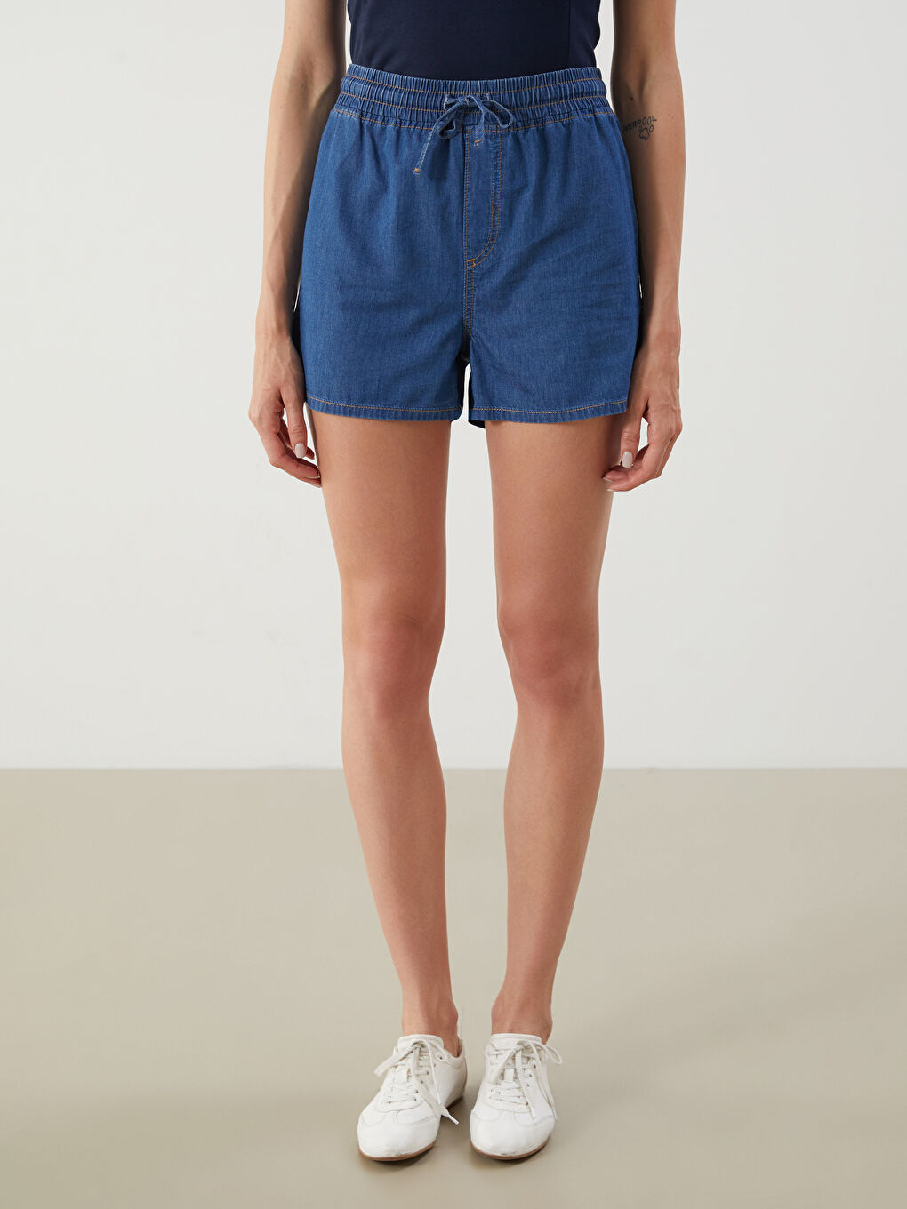 LCW Jeans Elasticated Waist Women's Denim Shorts -S5IQ78Z8-507