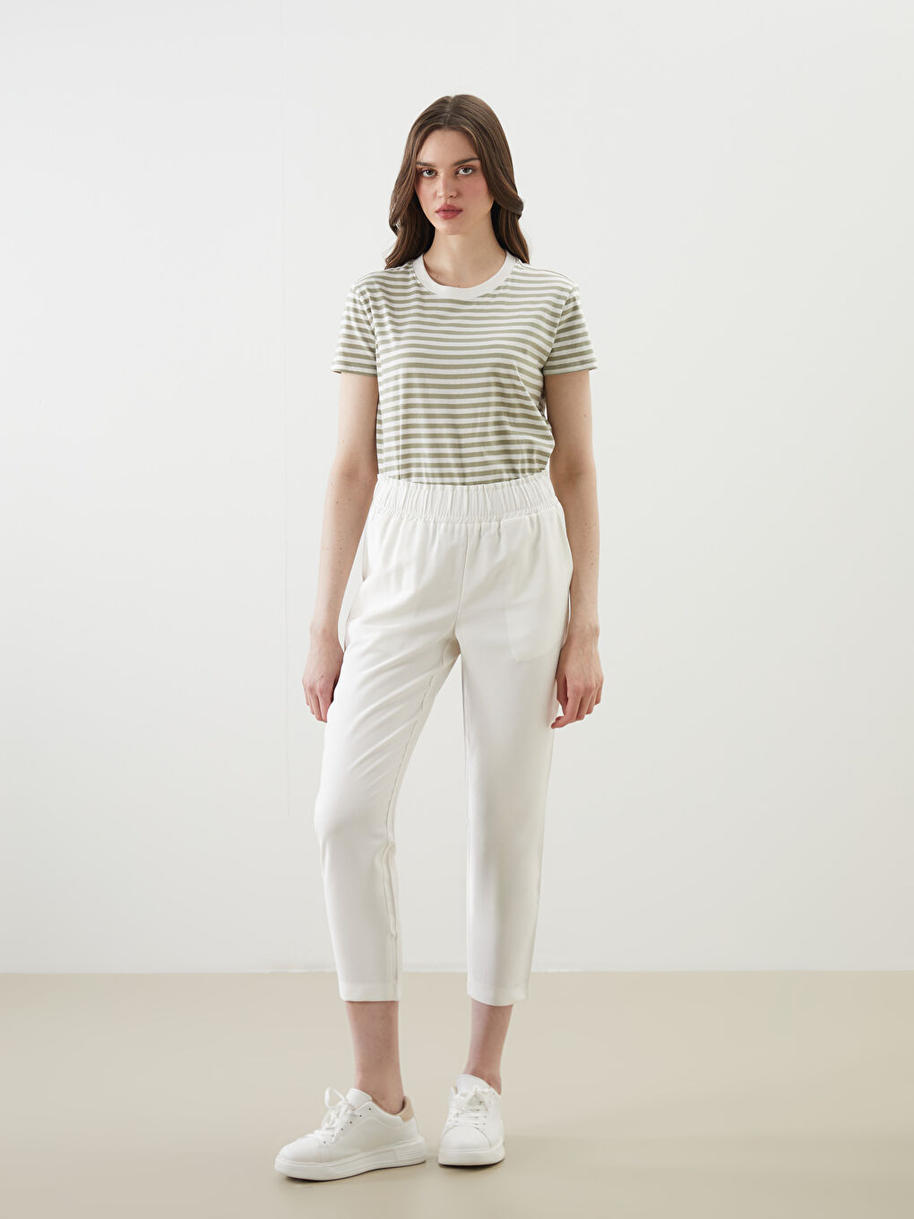 Crew Neck Striped Jersey Striped Women's T-Shirt -S5IQ98Z8-LFT
